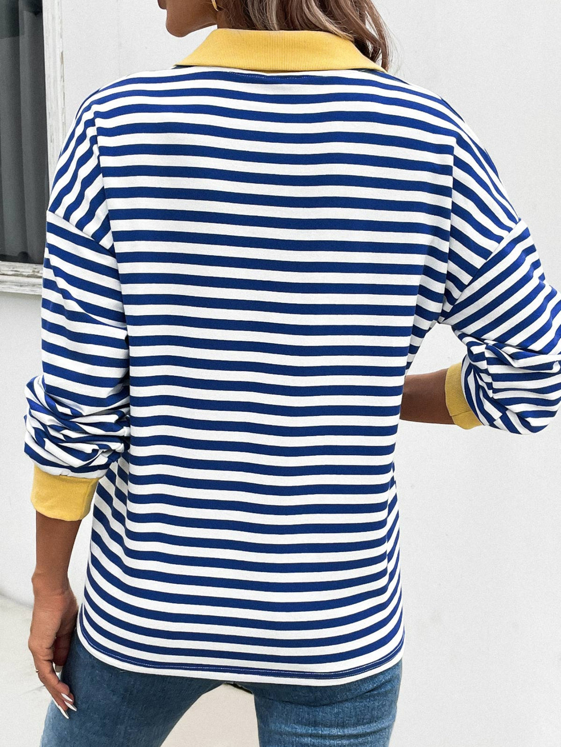 Patchwork Striped Long Sleeve T Shirt