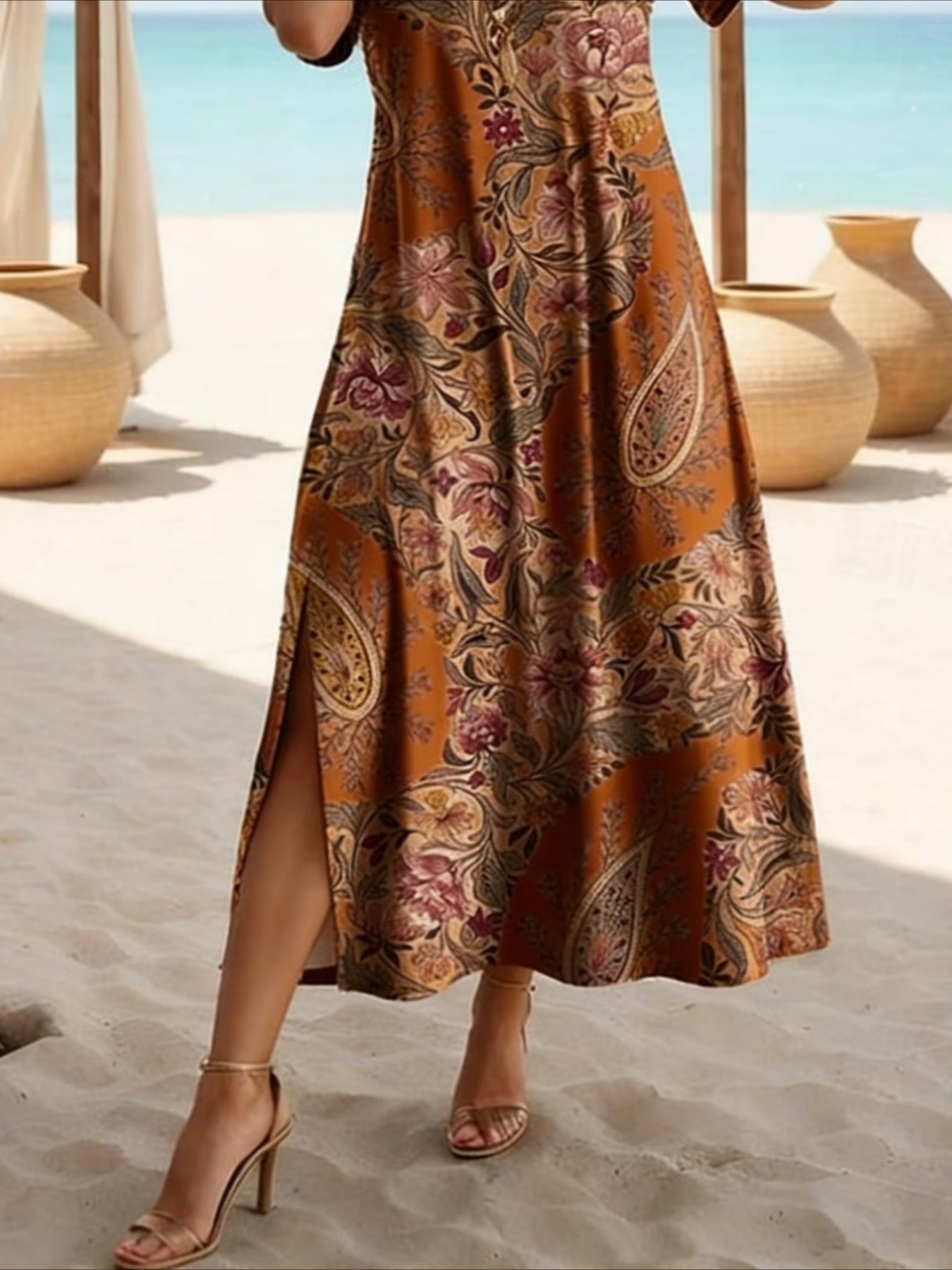 Patriotic Loose Fit Graphic Geometric Flag Short Sleeve Crewneck Maxi Dress