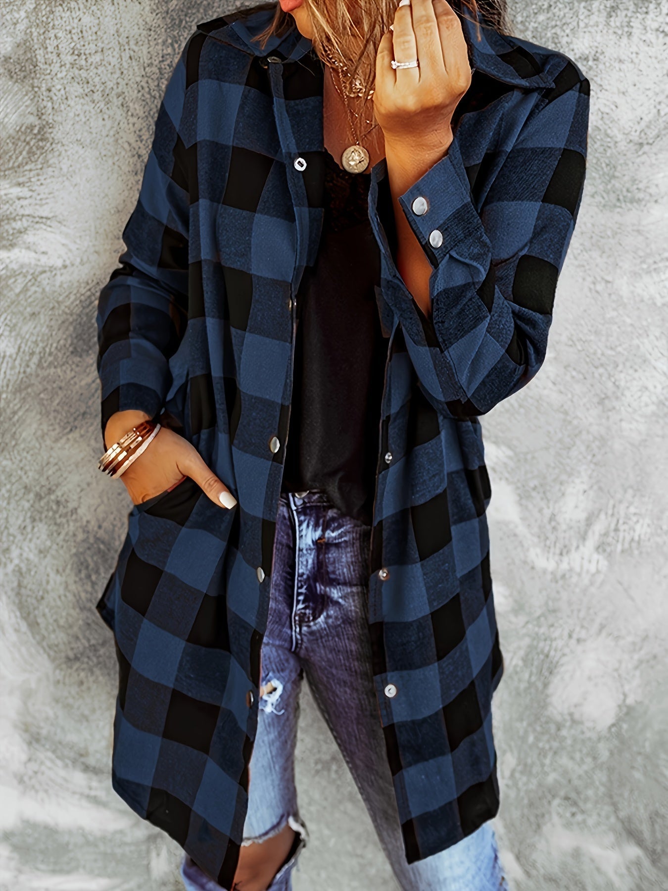 Stylish Plaid Long Sleeve Button Front Blouse - Women's Casual Shirt - Soft, Breathable, Relaxed Fit