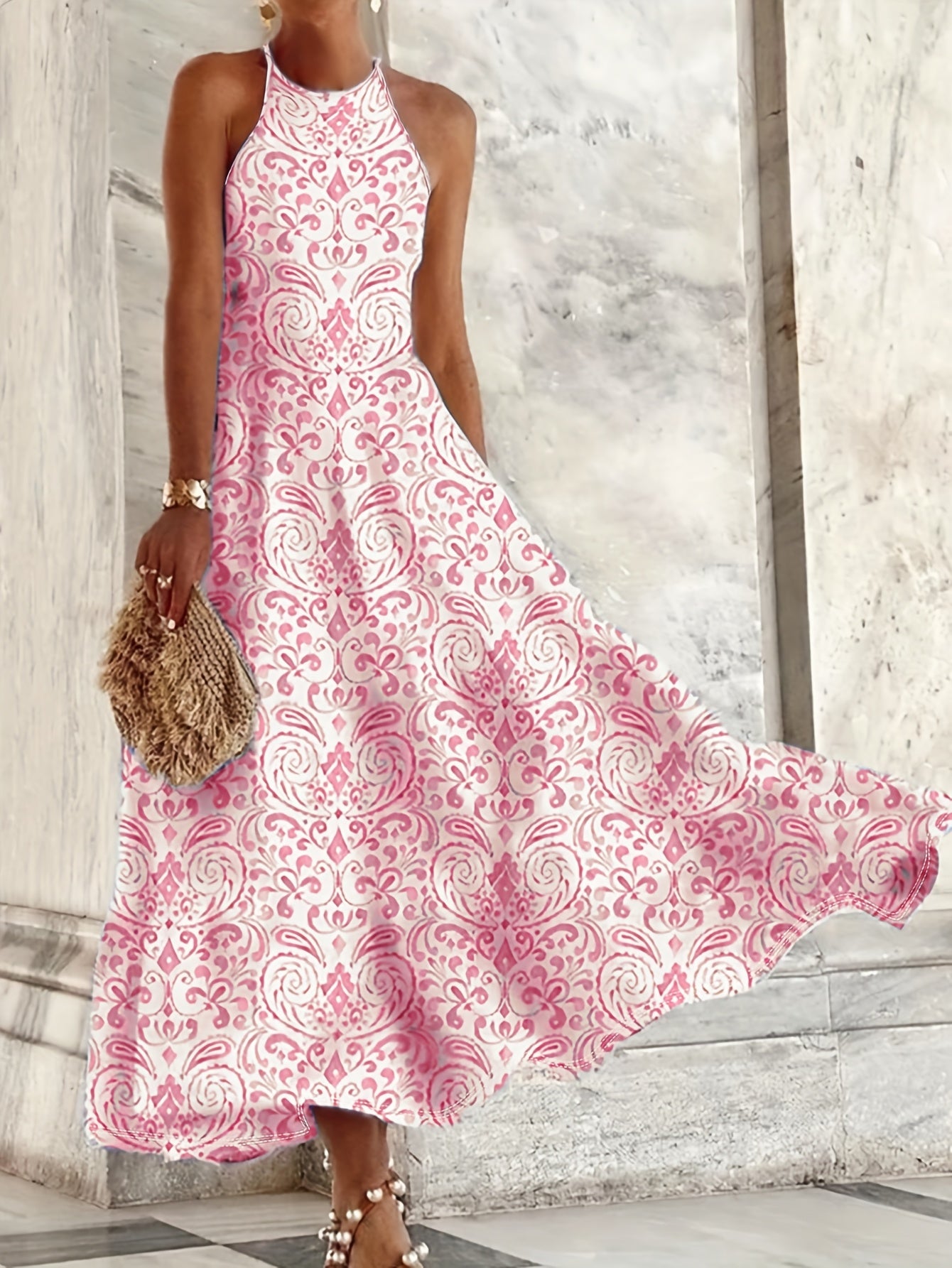 Spaghetti Strap Knee Floral Print Camisole Dress