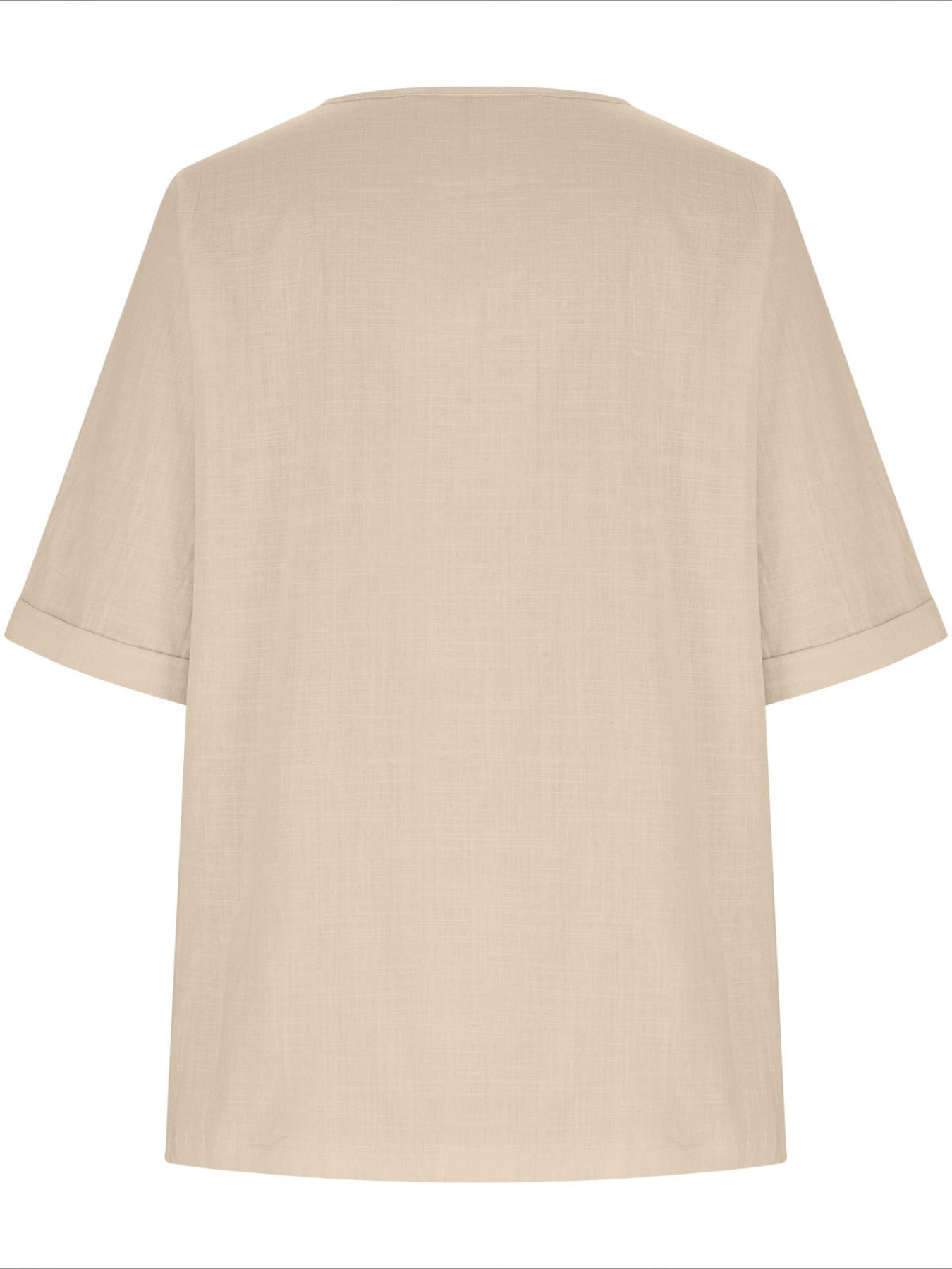 Vintage-Inspired Button-Up Round Neck Blouse with Puffed Sleeves