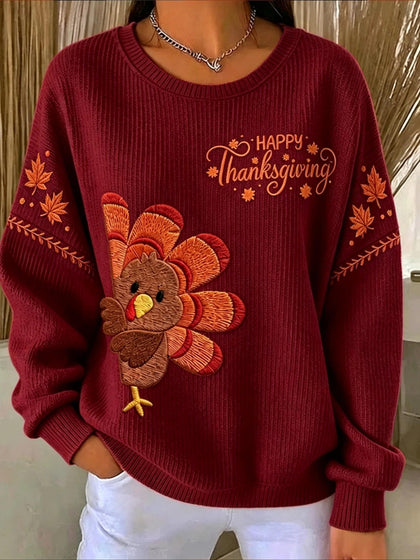 Crew Neck Maple Leaf Long Sleeve Sweater Hoodie