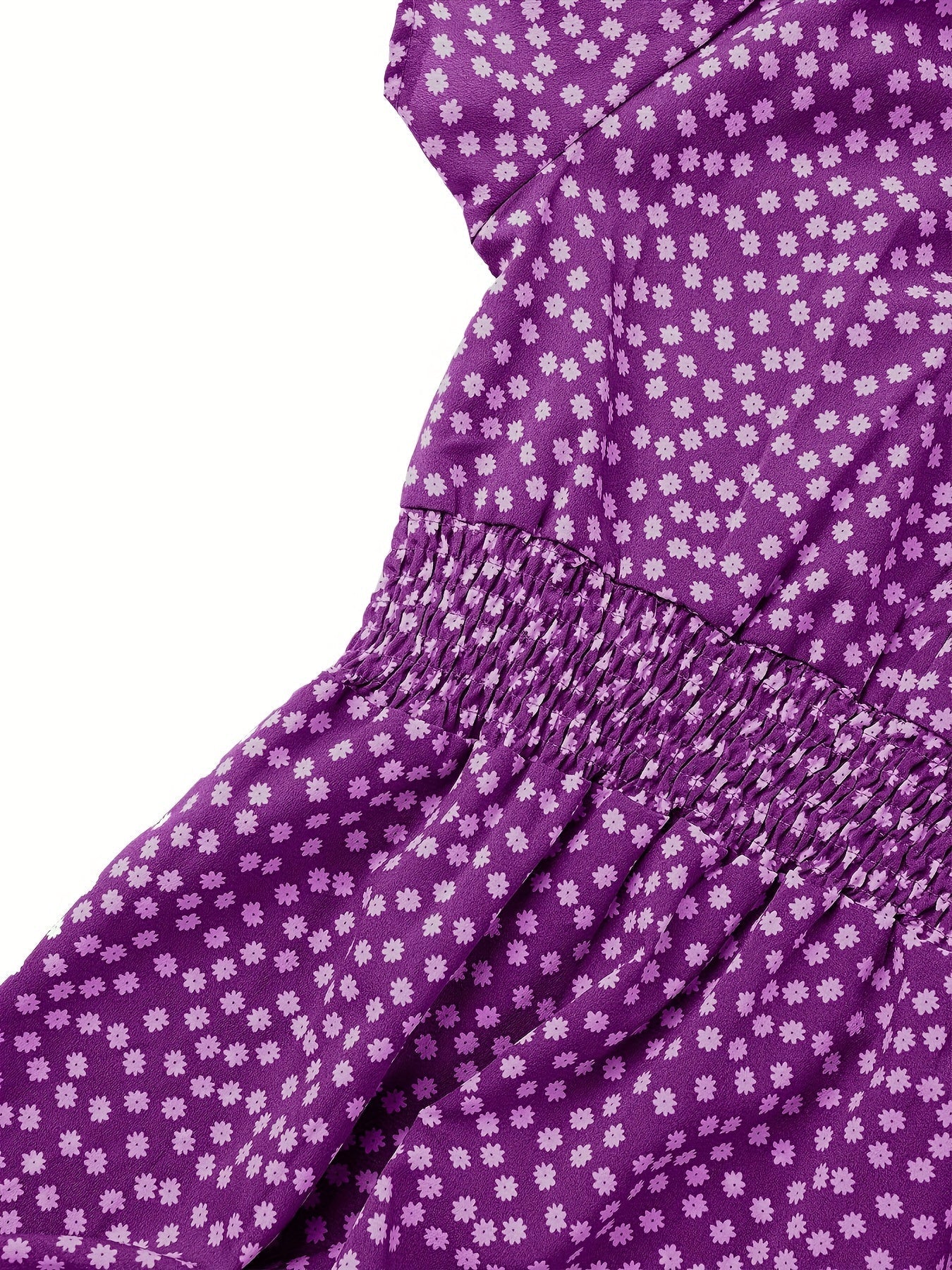 Polka Dot Ruffle Hem Dress, Casual Square Neck Short Sleeve Dress