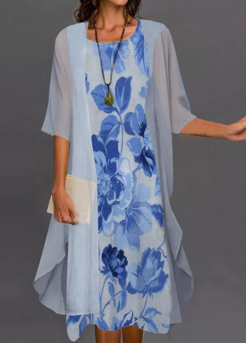 Women??s 2-piece Floral Print Dress Set with Loose Sleeveless Maxi Dress and Long Sleeve Cardigan Outwear.