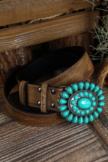 Light Blue Western Turquoise Decor Retro Wide Belt