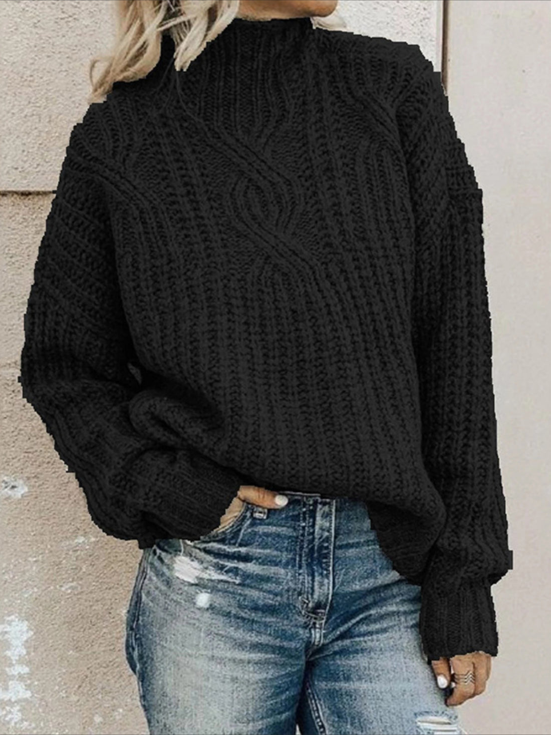 Plain Casual Balloon Sleeve Long Sleeve Sweater