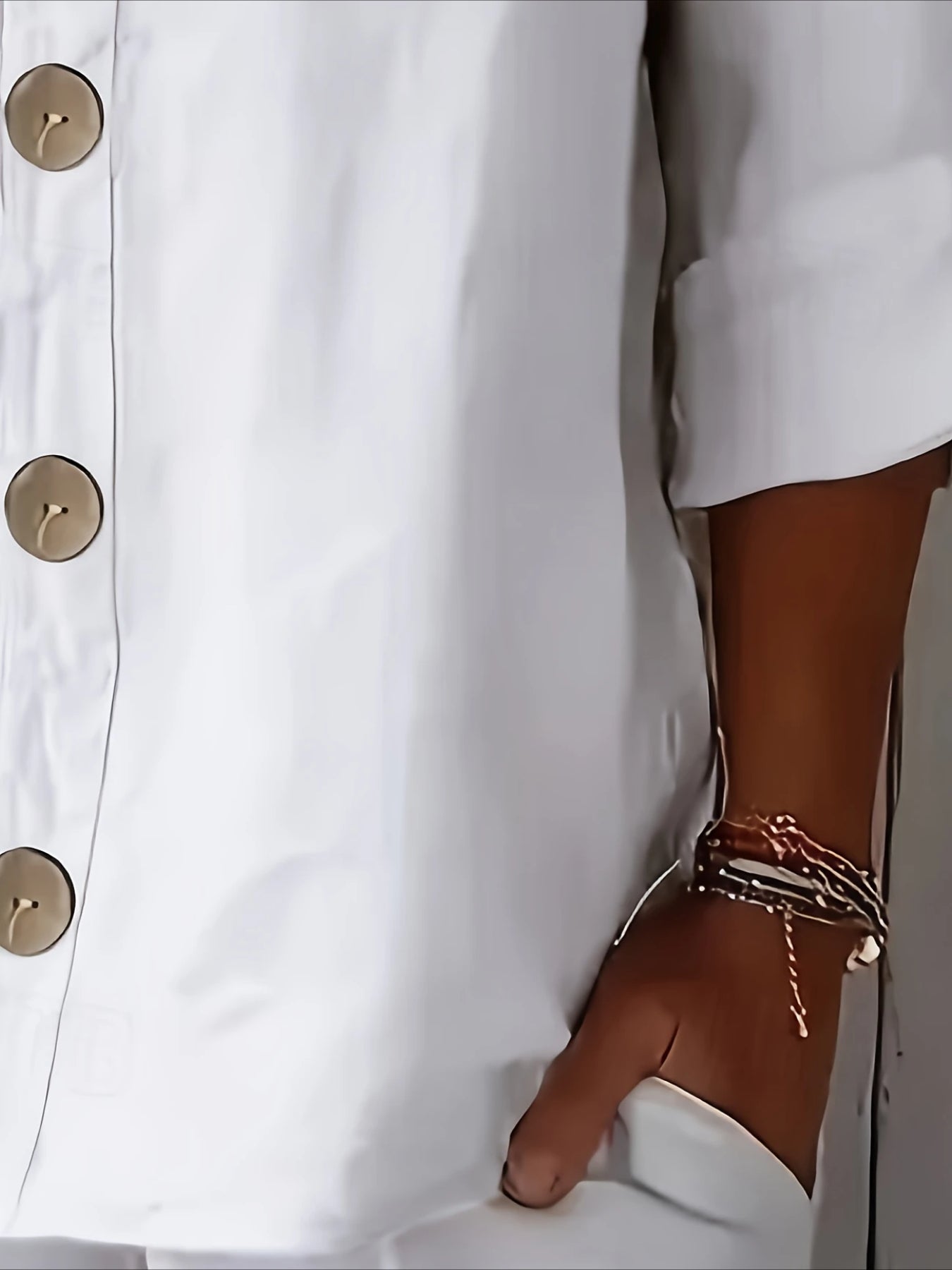 V-Neck Button-Up Solid Color Short Sleeve Loose Fit Short Sleeve Shirt