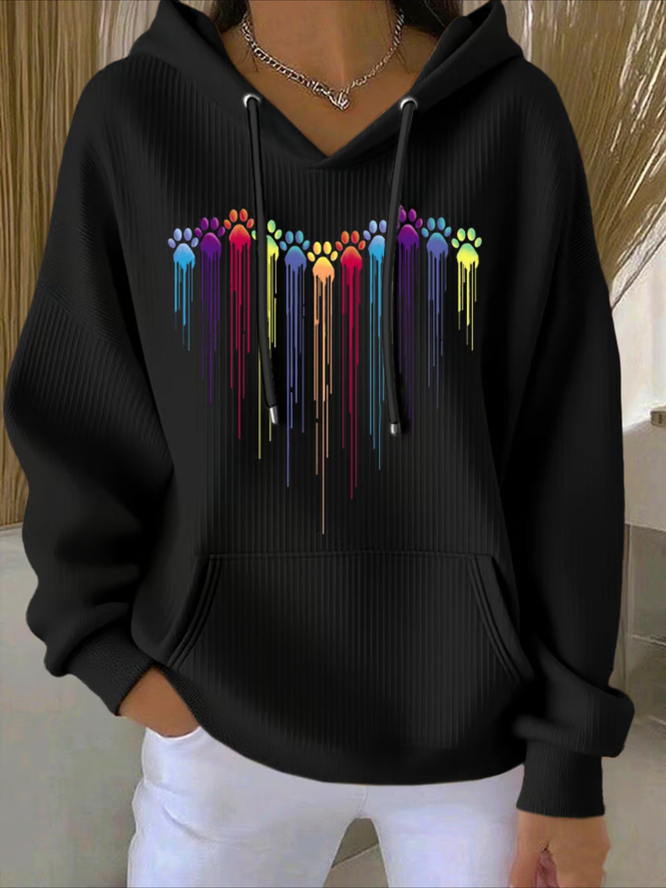 Claws Printing Long Sleeve Pullover Hoodie Sweatshirt