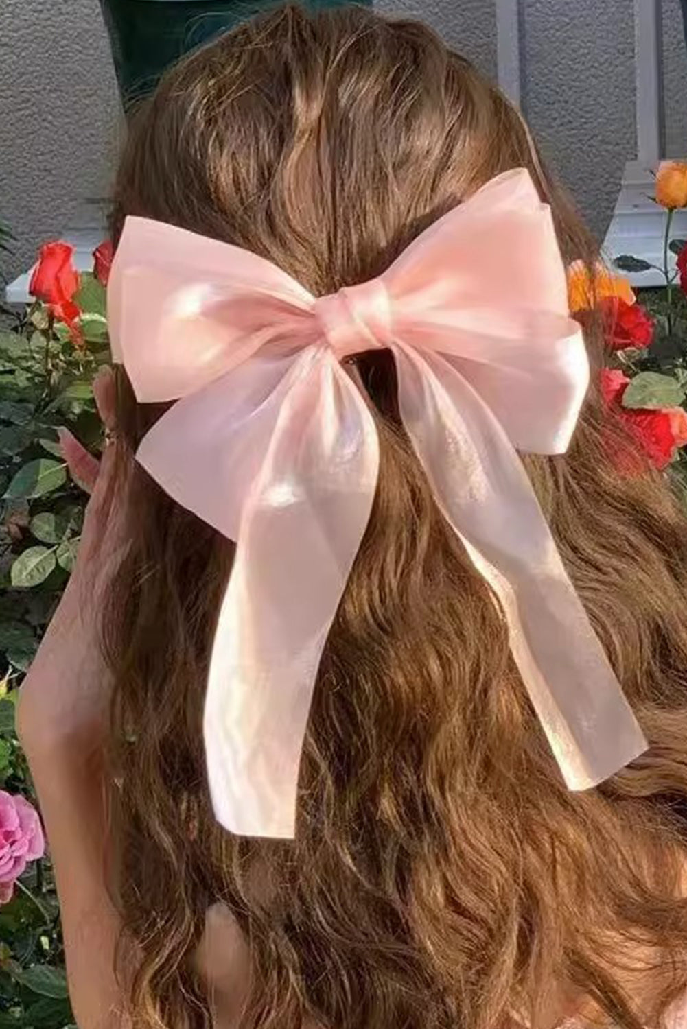 Apricot Pink Gauze Bowknot Hair Clip