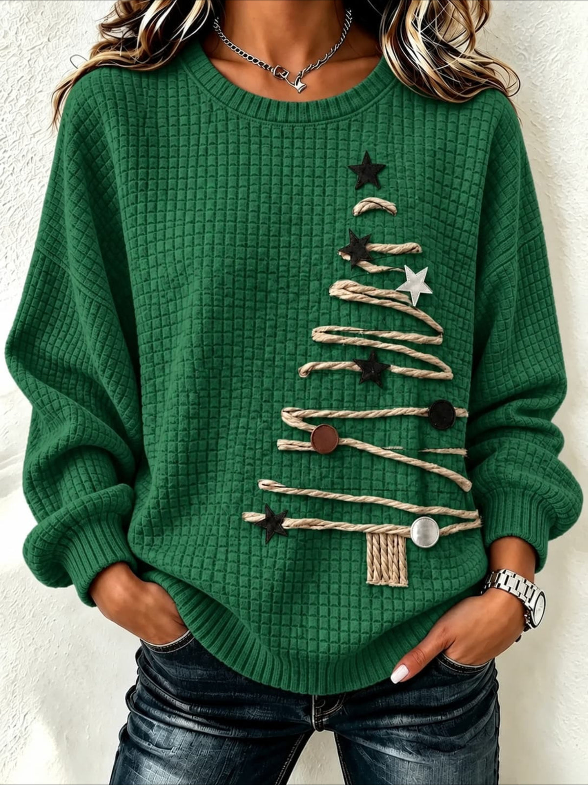 Christmas Tree Casual Crew Neck Regular Fit Sweatshirt