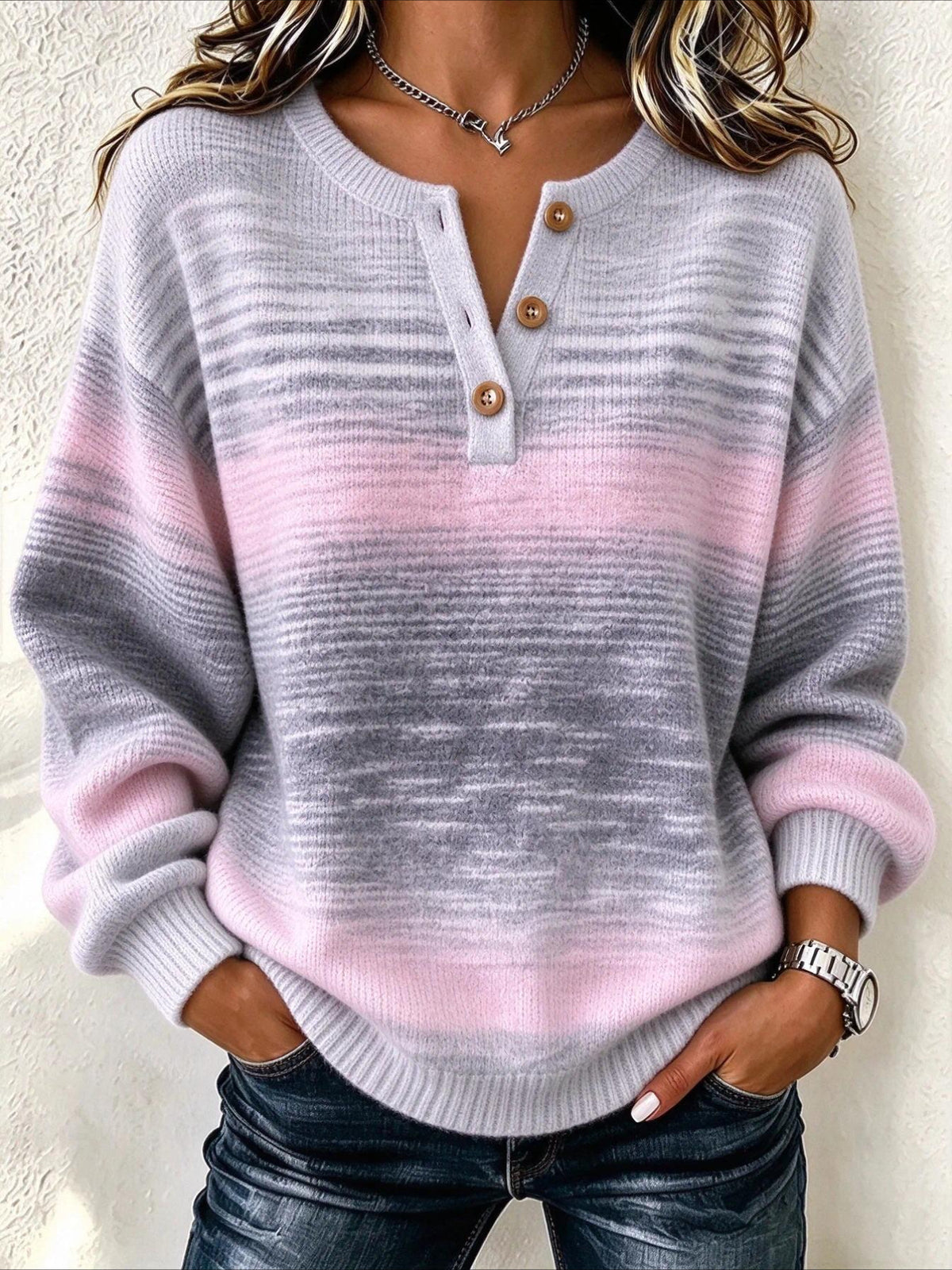 Gradient Casual Color Block Sweatshirt