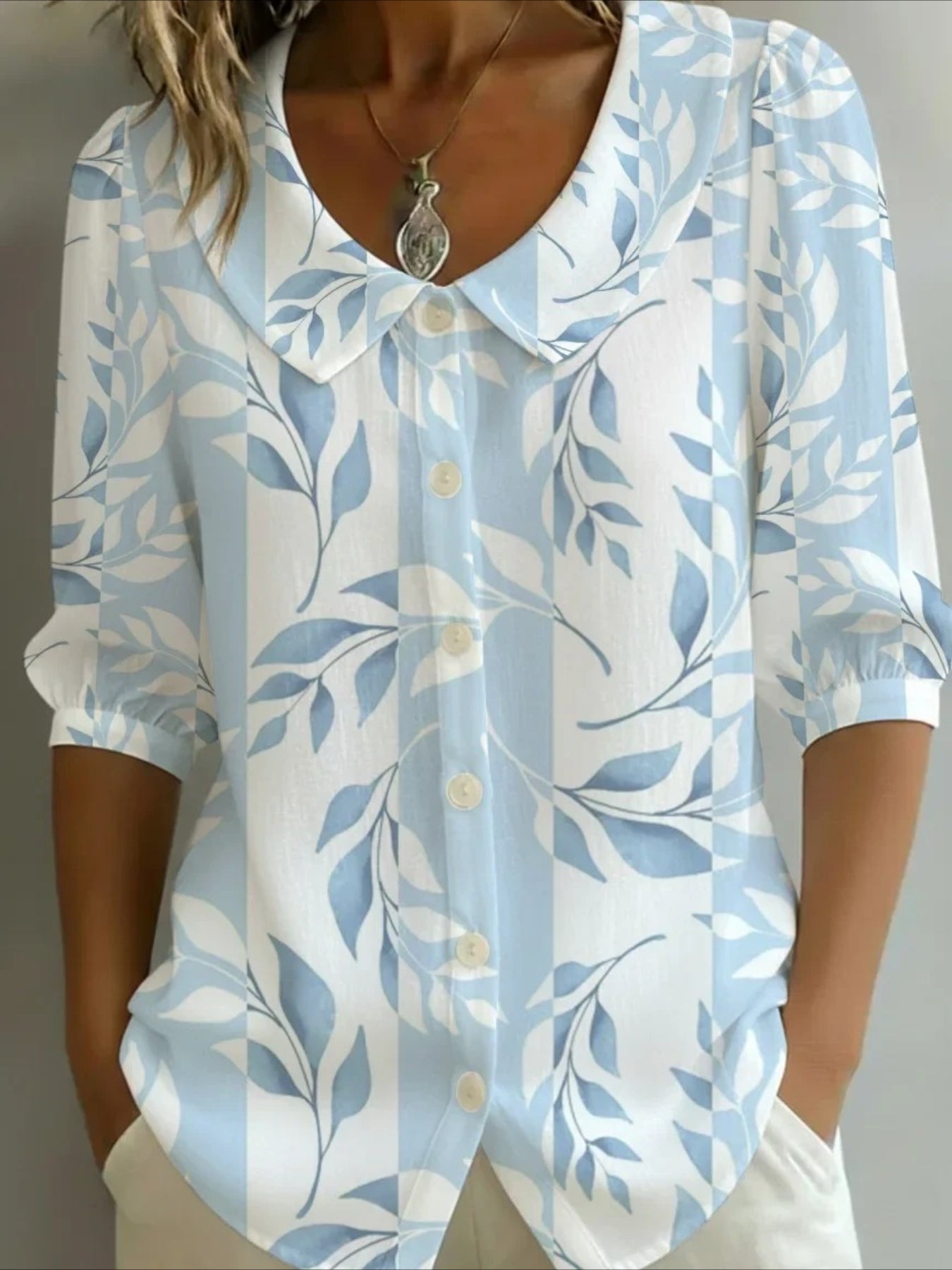 Crew Neck Short Sleeve Patterns Regular Shirt