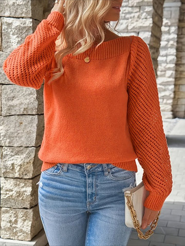 Middle Eastern Style Long Sleeve Solid Color Crew Neck Pullover Sweater
