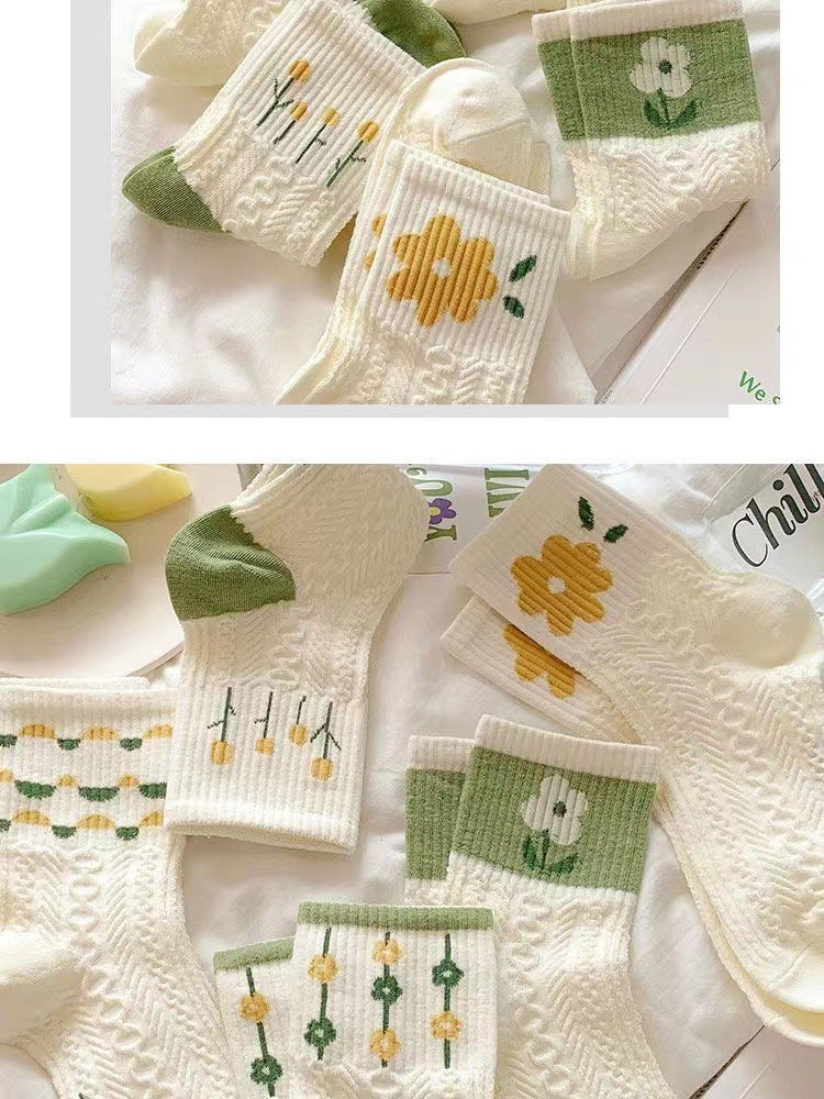 Free Gift Retro Floral Socks , Texture Solid Socks