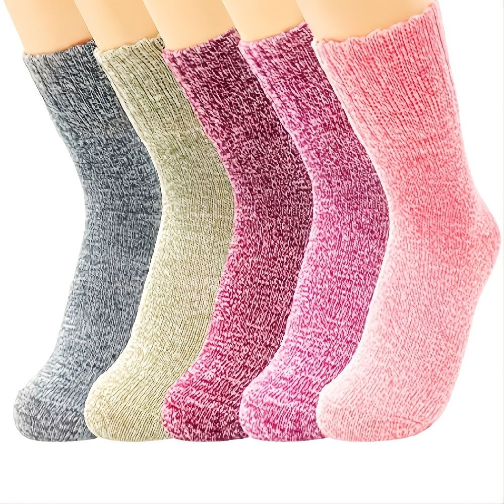 2/5 Pairs Thick Knit Warm Socks, Soft & Comfy Mid Tube Socks