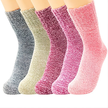 2/5 Pairs Thick Knit Warm Socks, Soft & Comfy Mid Tube Socks