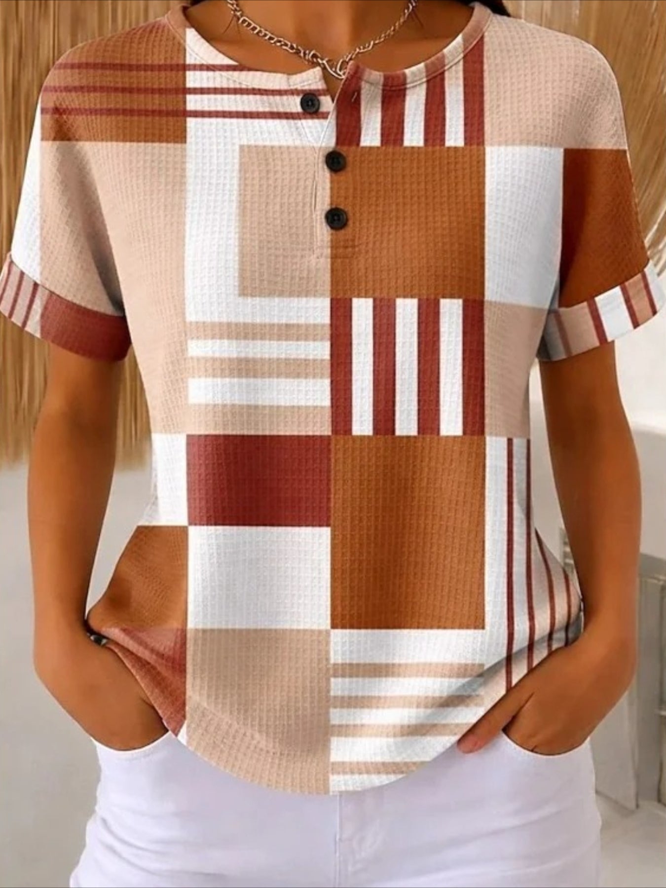 Loose Geometric Others Vintage T-Shirt