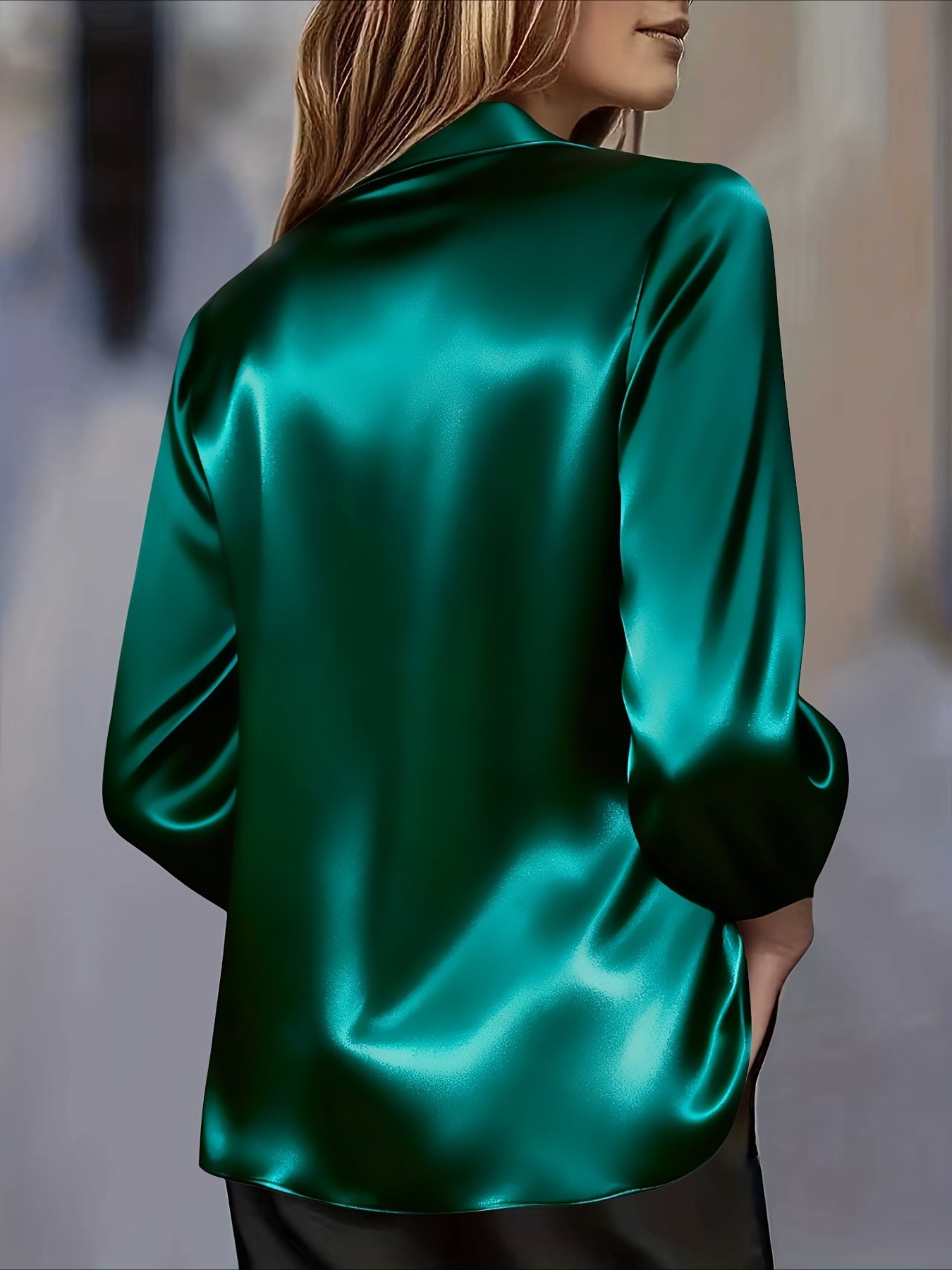 Women's Elegant Minimalist Long Sleeve V-Neck Blouse