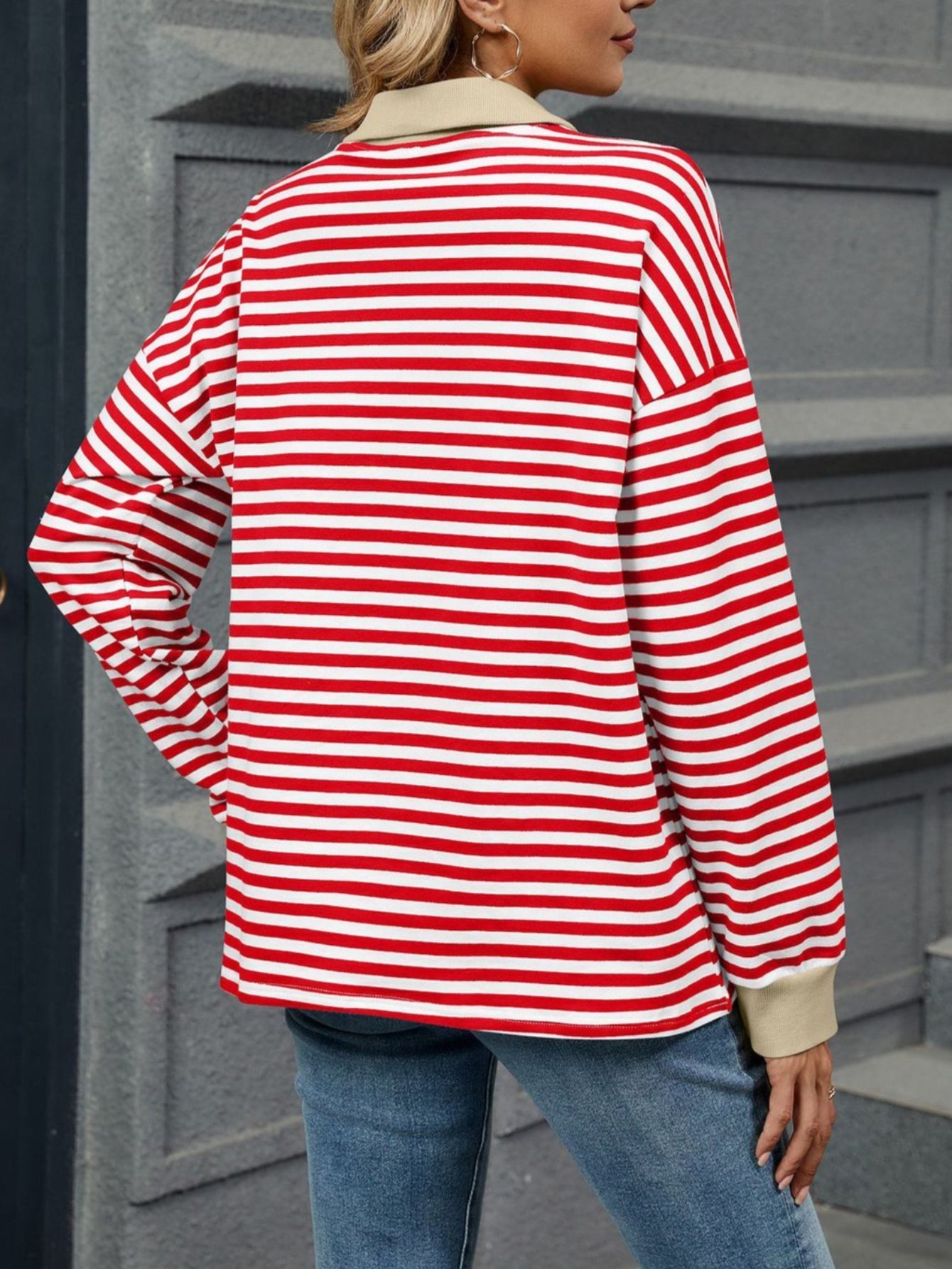 Patchwork Striped Long Sleeve T Shirt