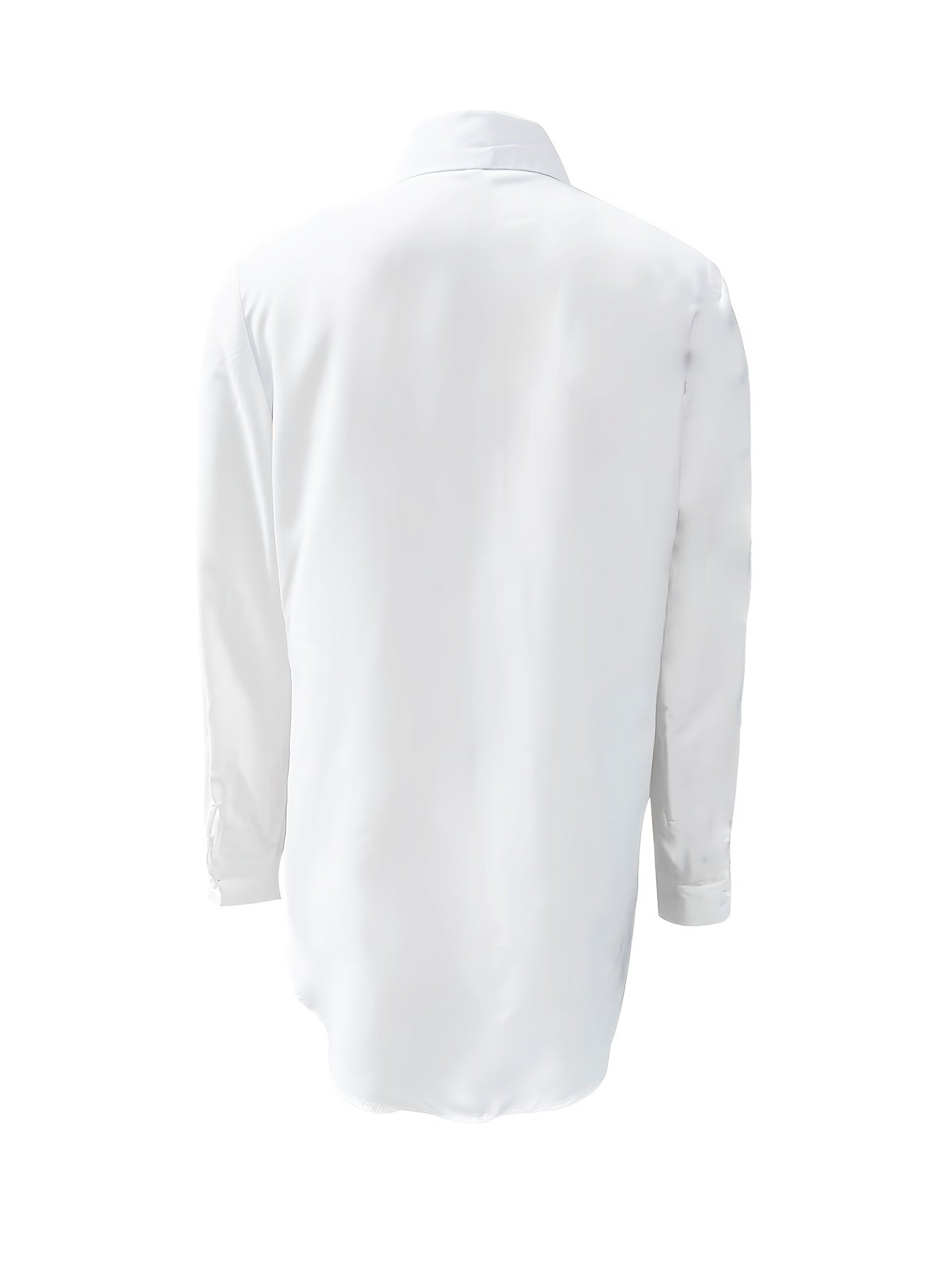 Women's Split Button Front Shirt - Casual Long Sleeve Curved Hem Top for Comfortable and Stylish Look