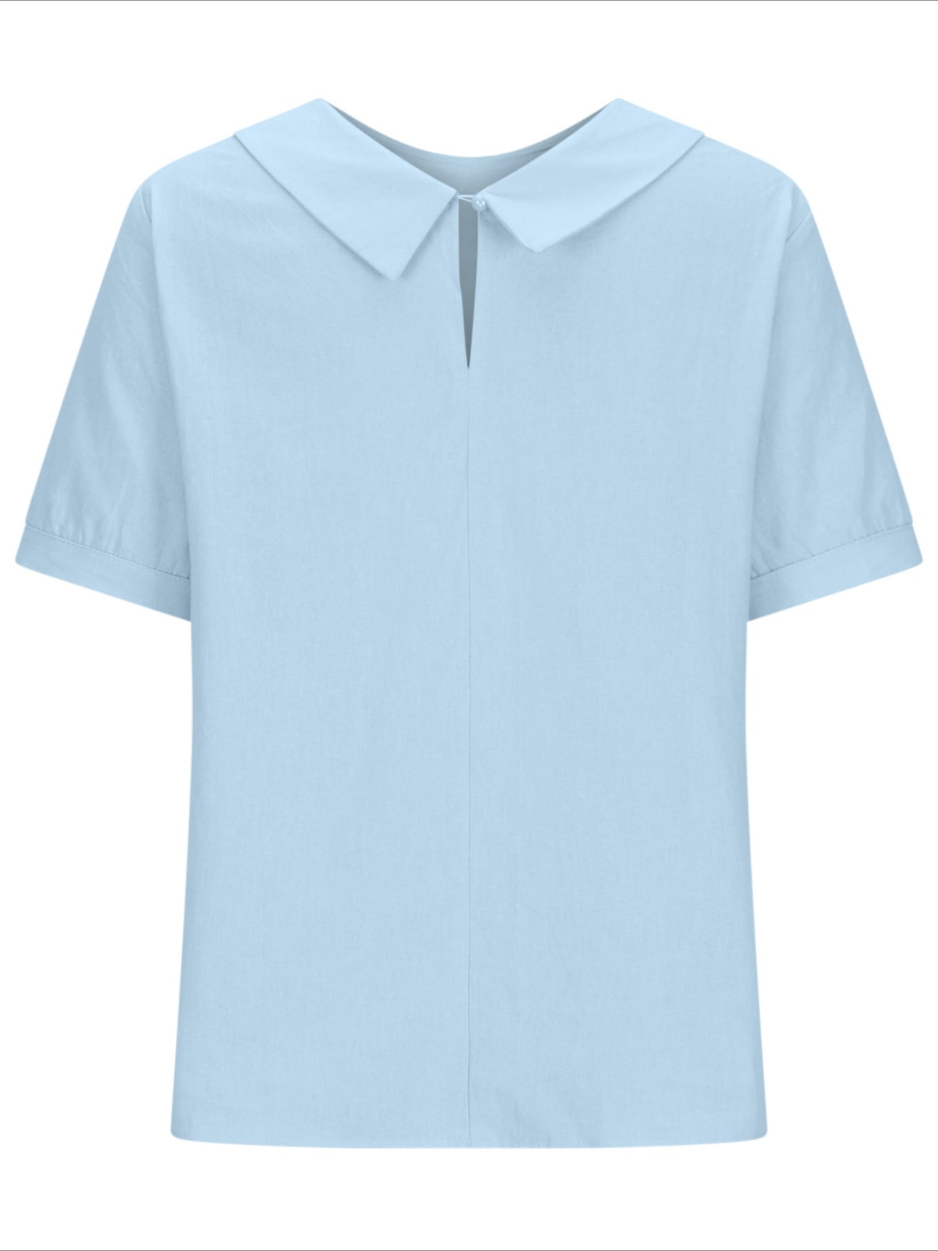 Solid Color Loose Lapel Short Sleeve Cotton Top