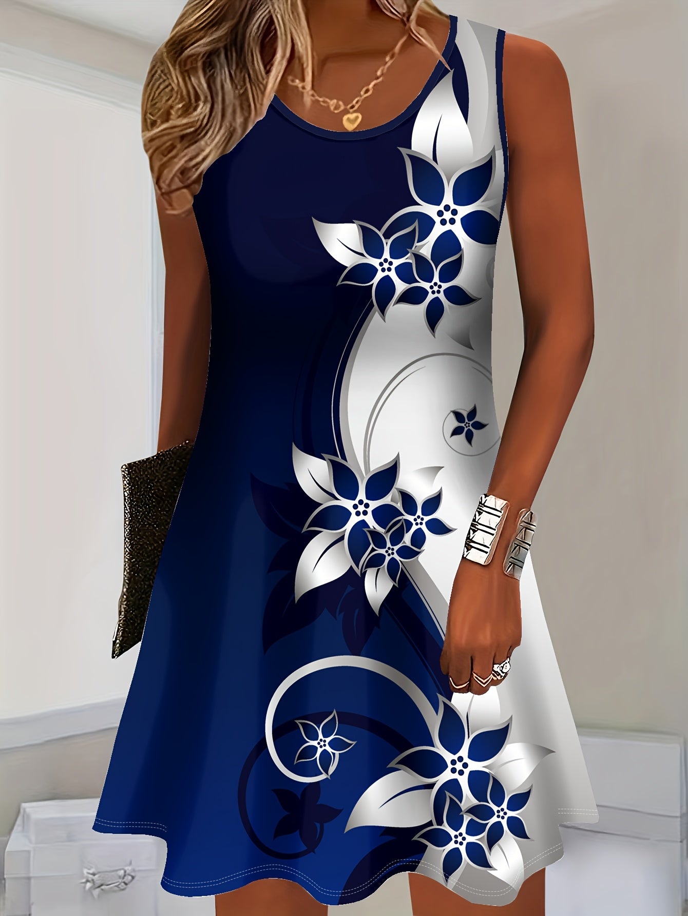 Elegant Casual A-Line Floral Print Sleeveless Dress