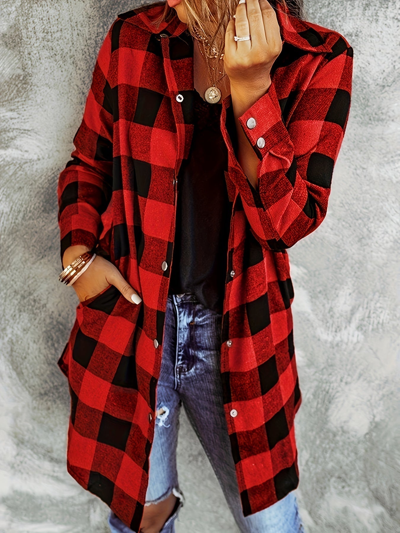 Stylish Plaid Long Sleeve Button Front Blouse - Women's Casual Shirt - Soft, Breathable, Relaxed Fit
