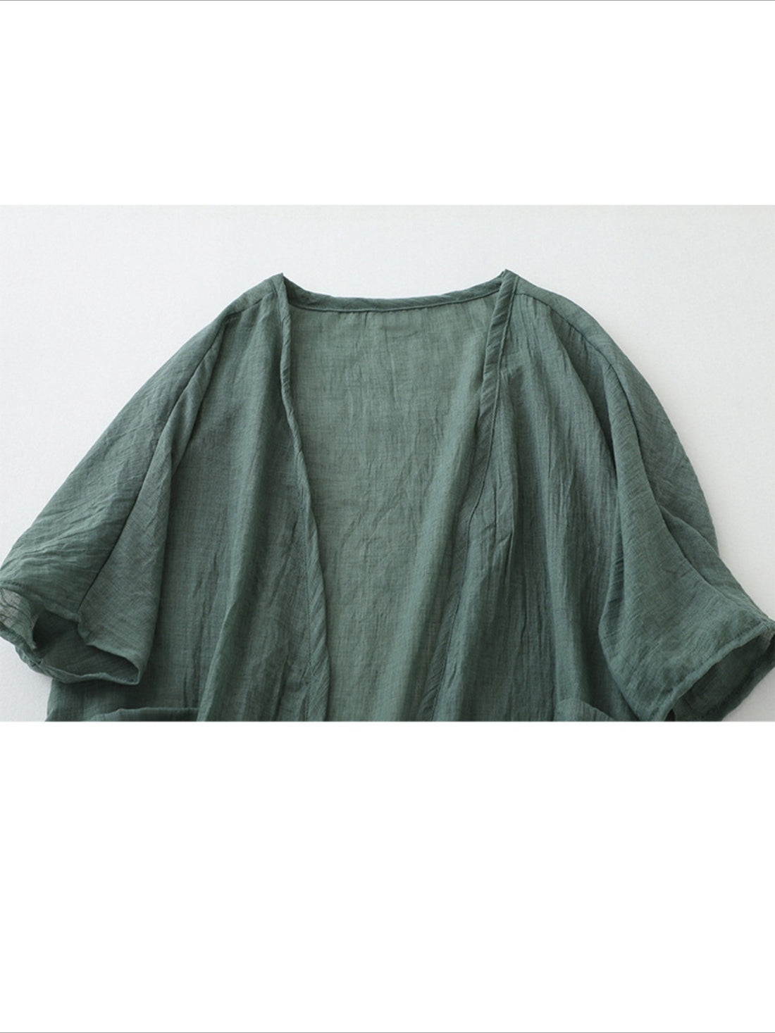 Long Loose Fit Casual Front Opening Short Sleeved and Linen Cover Lightweight and Linen Cardigan
