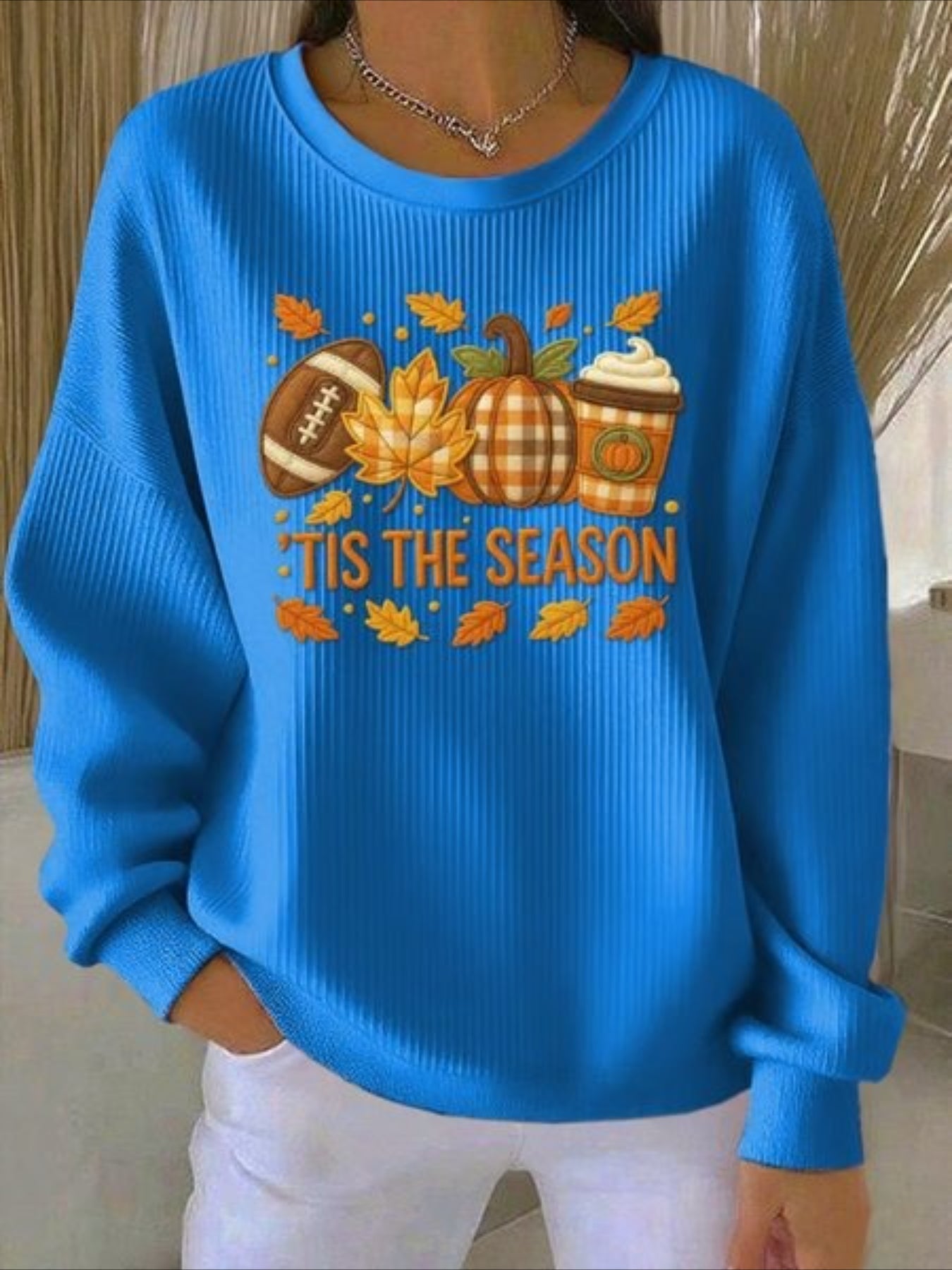 Crew Neck Floral Long Sleeve Comfy Casual Sweater Hoodie