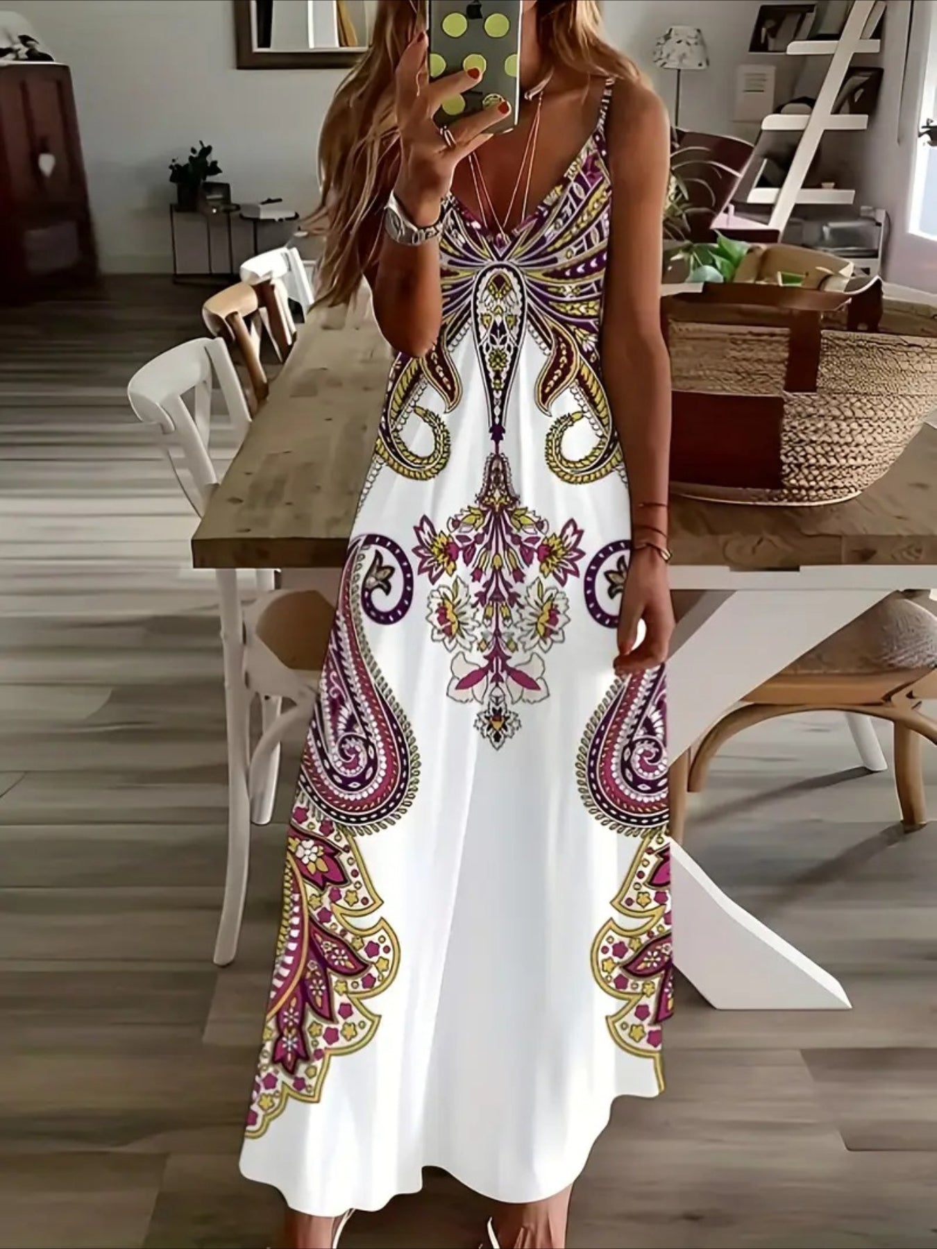 V-Neck Sleeveless Slip Maxi Dress