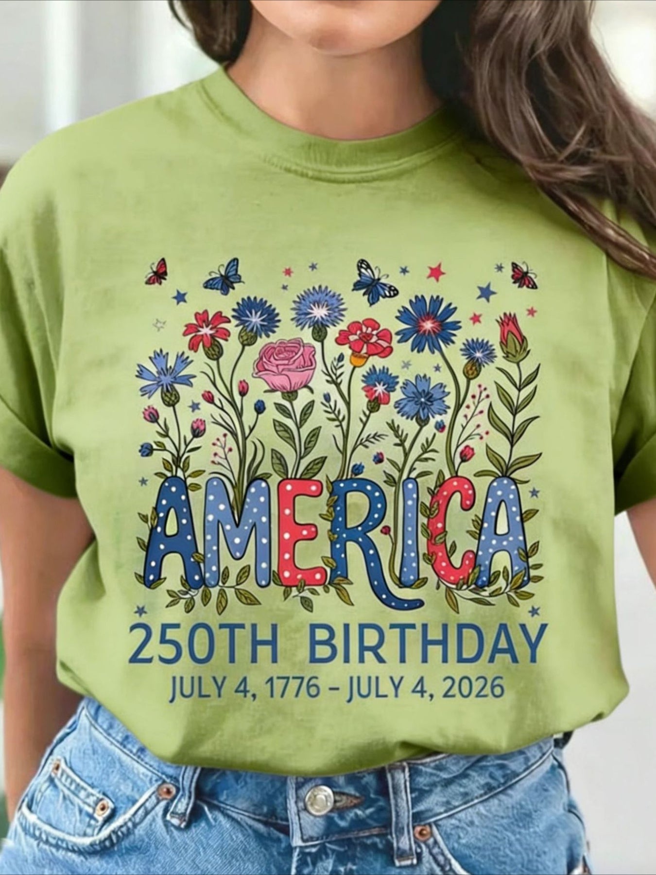 Vintage Floral Crew Neck Short Sleeve T-shirt