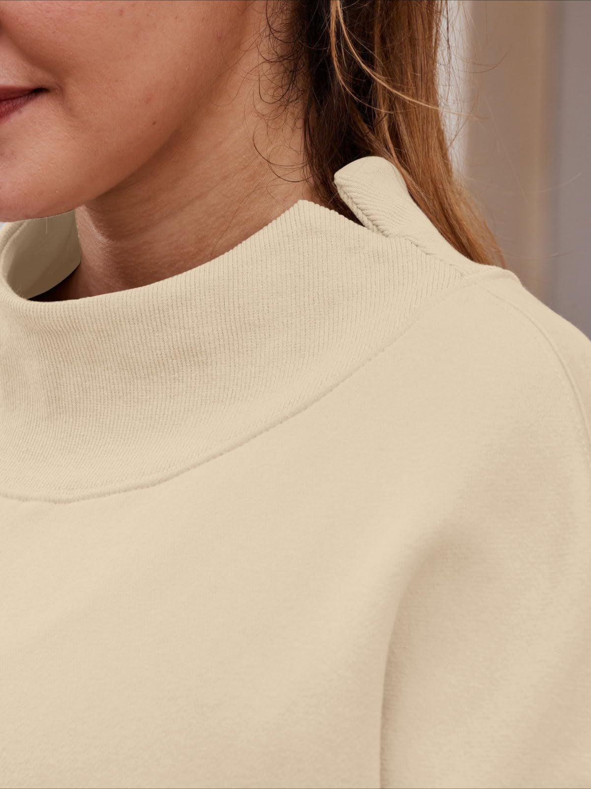 Oversized Mock Neck Drop Shoulder Sweatshirt