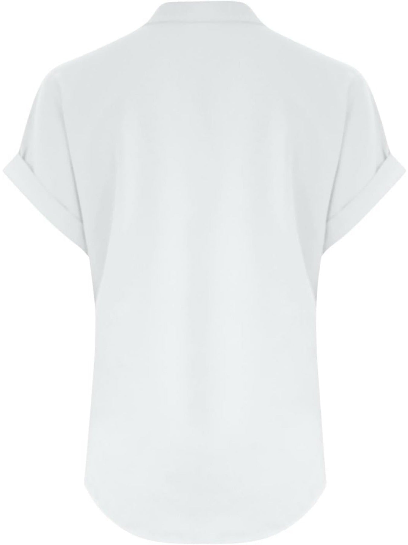 Solid Color V Neck Short Sleeve Button Down T Shirts
