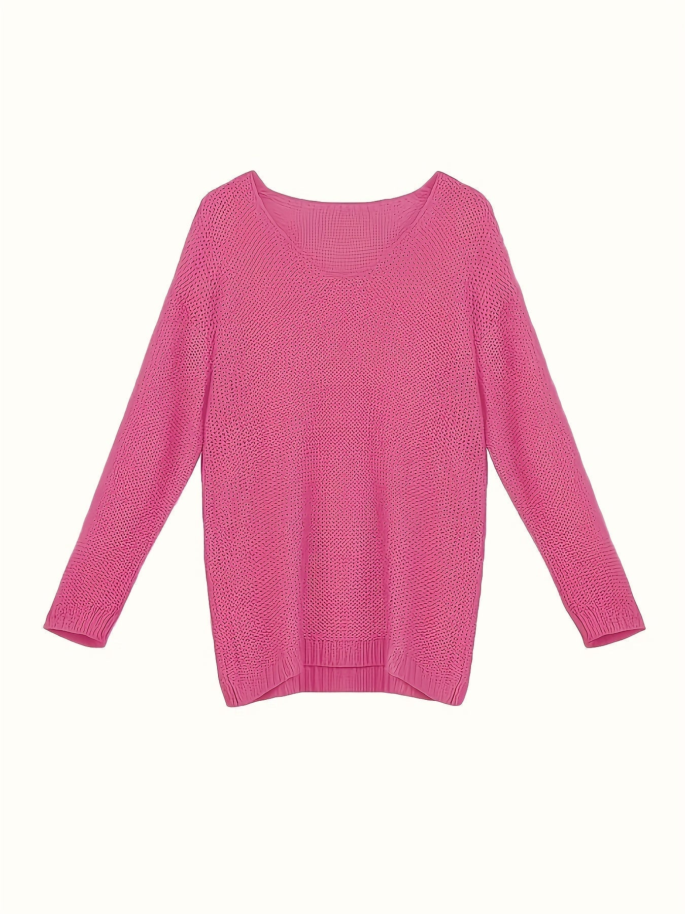 Solid V Neck Knitted Pullover Sweater, Casual Long Sleeve Sweater
