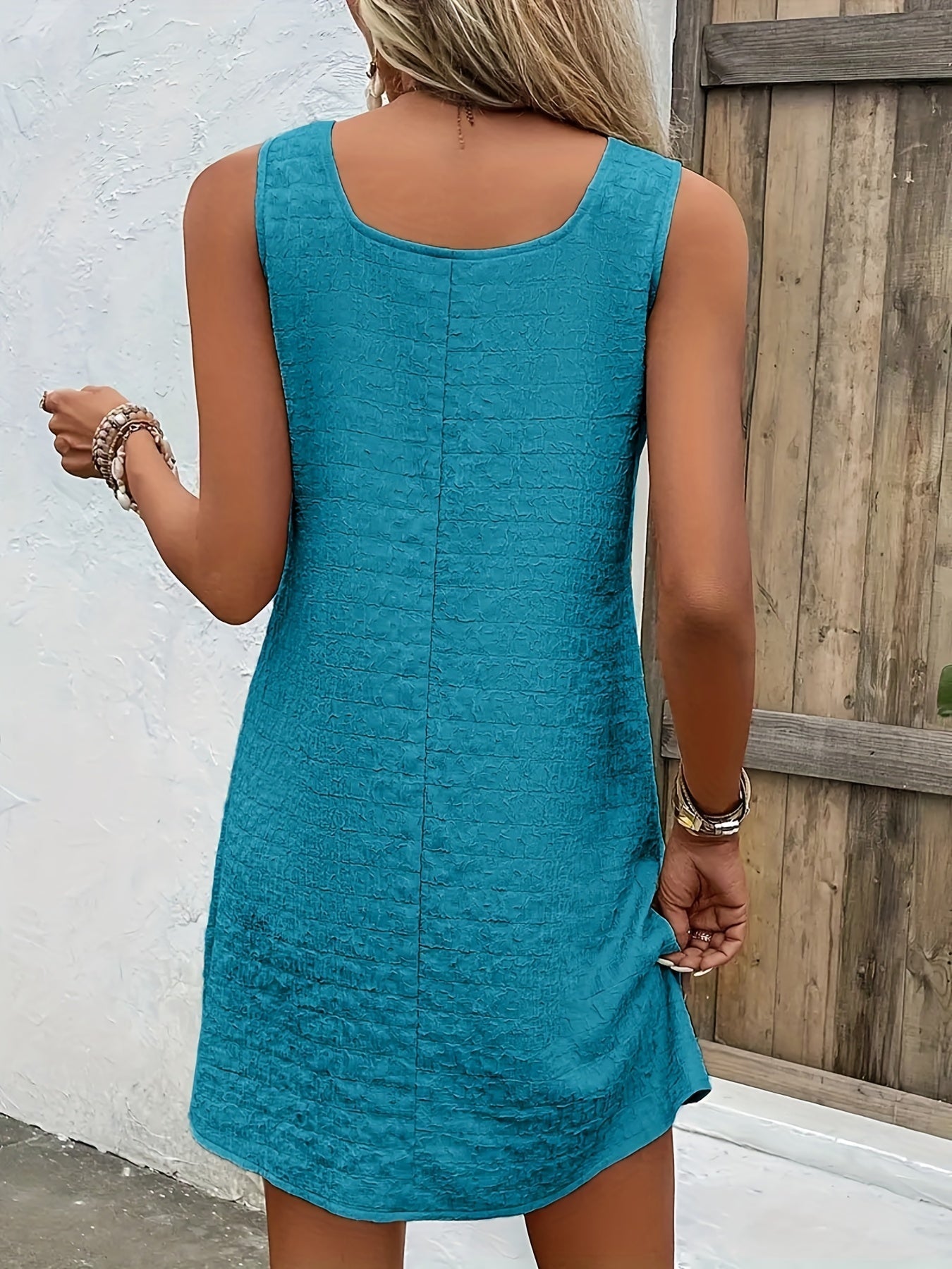 Loose Mini Tank Dress, Sleeveless Casual Dress