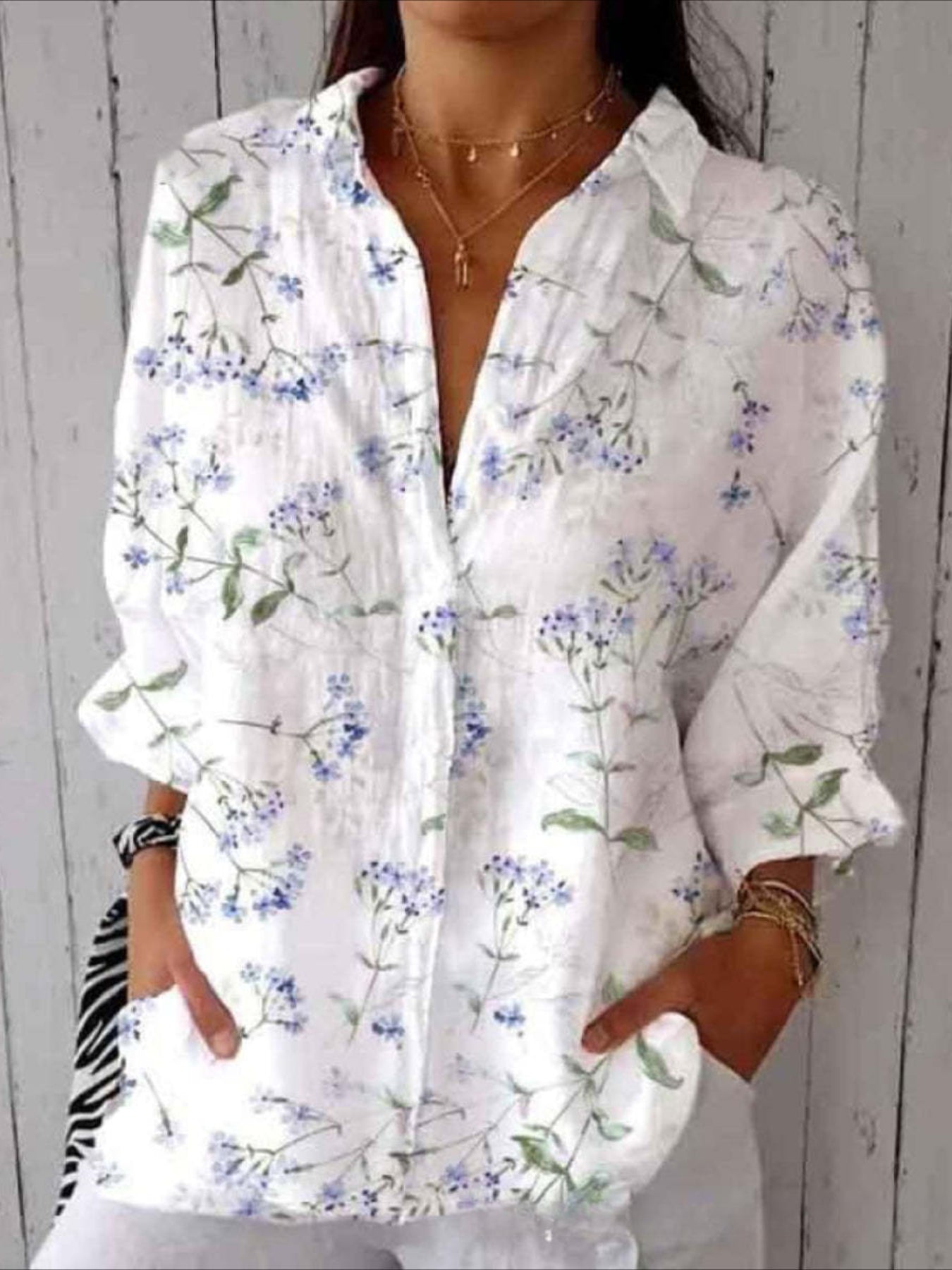 Casual Shirt Long Sleeve Floral Regular Loose Top