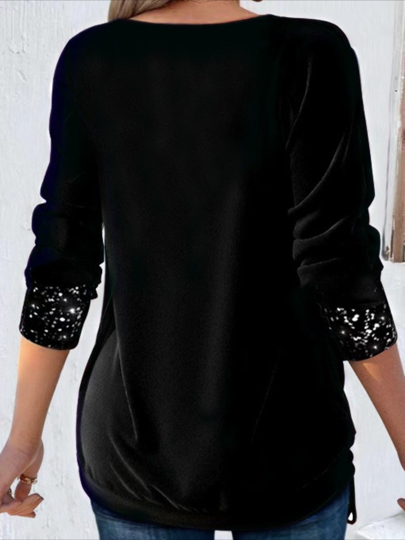 Fake Two-piece Vintage Plain U-Neck Long Sleeve T-shirt