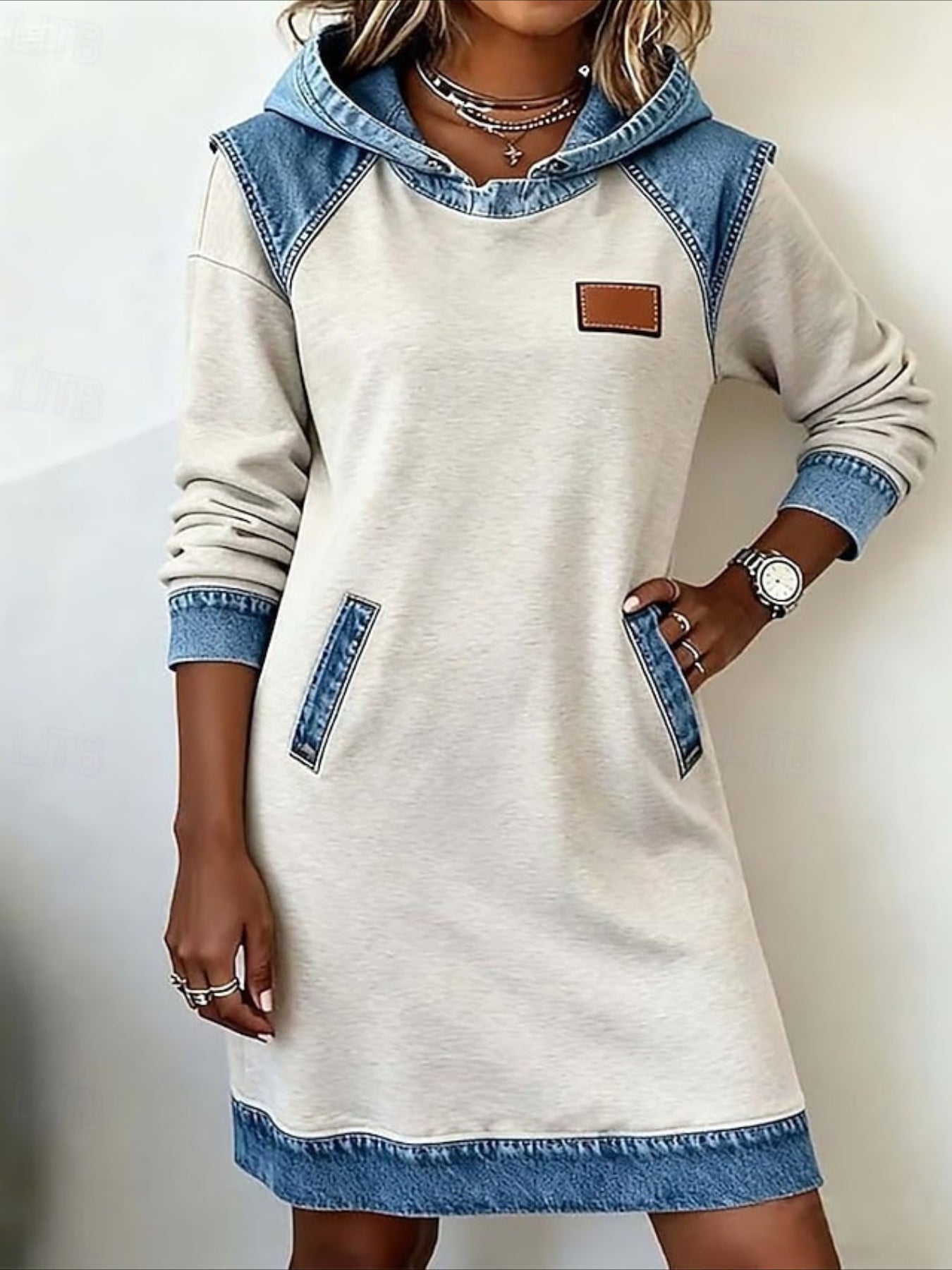 Fashion Modern Outdoor Vacation Daily Regular Fit Plain Long Sleeve Hooded Dress