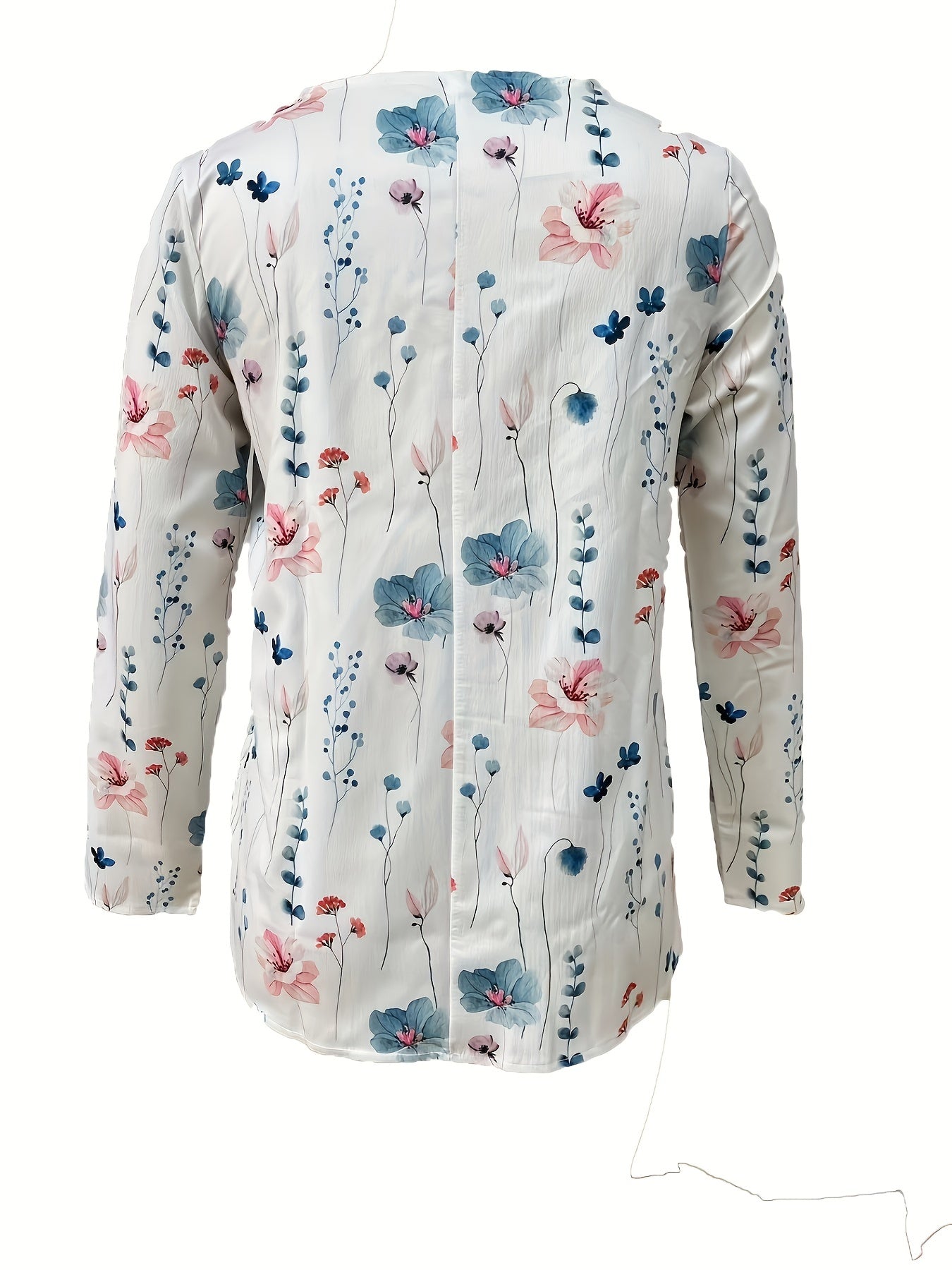Women's Floral Print Button Up Half Sleeve V Neck Top