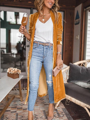 Open Front Long Sleeve Longline Cardigan