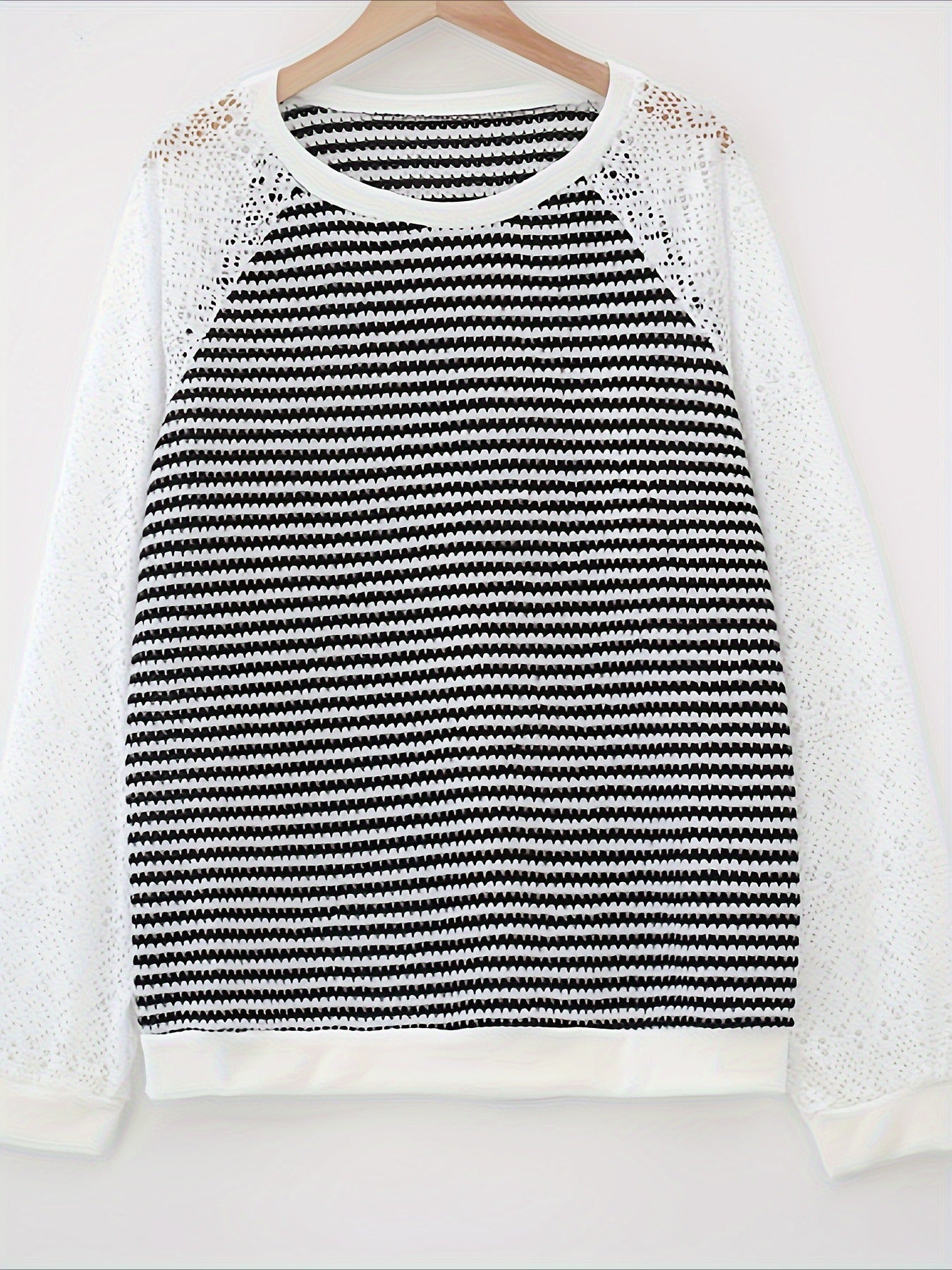 Lace Patchwork Textured Sweatshirt Casual Wear Pullover Fall Outfit