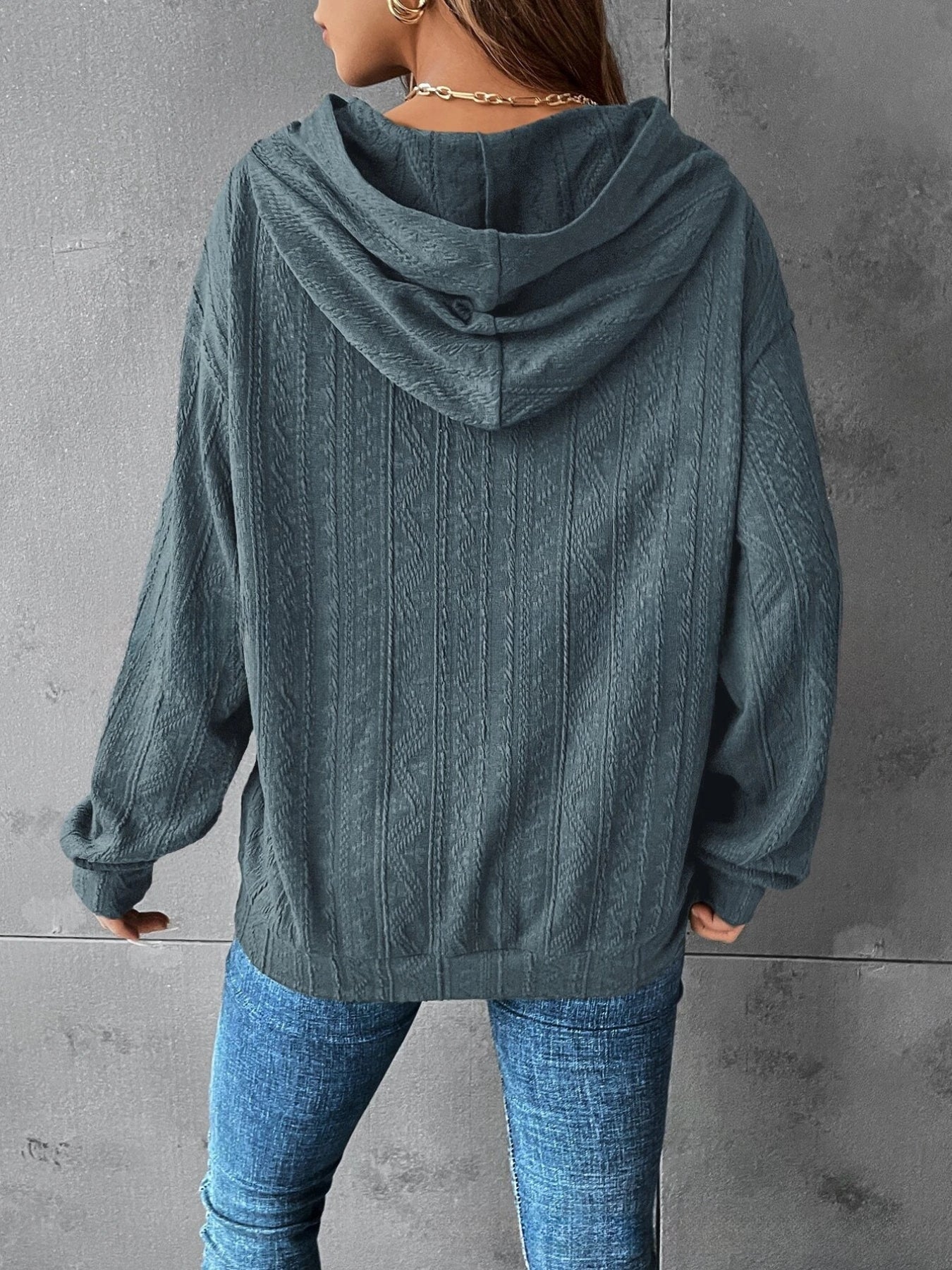 Solid Drop Shoulder Hoodie, Casual Long Sleeve Hoodies Sweatshirt