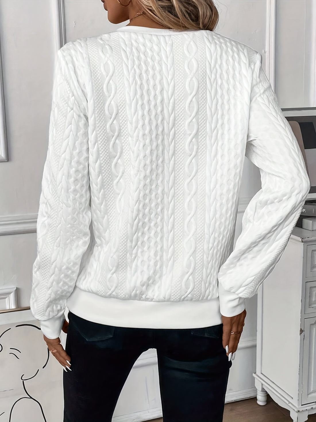 Cozy Textured Quarter Zip Pullover Sweatshirt