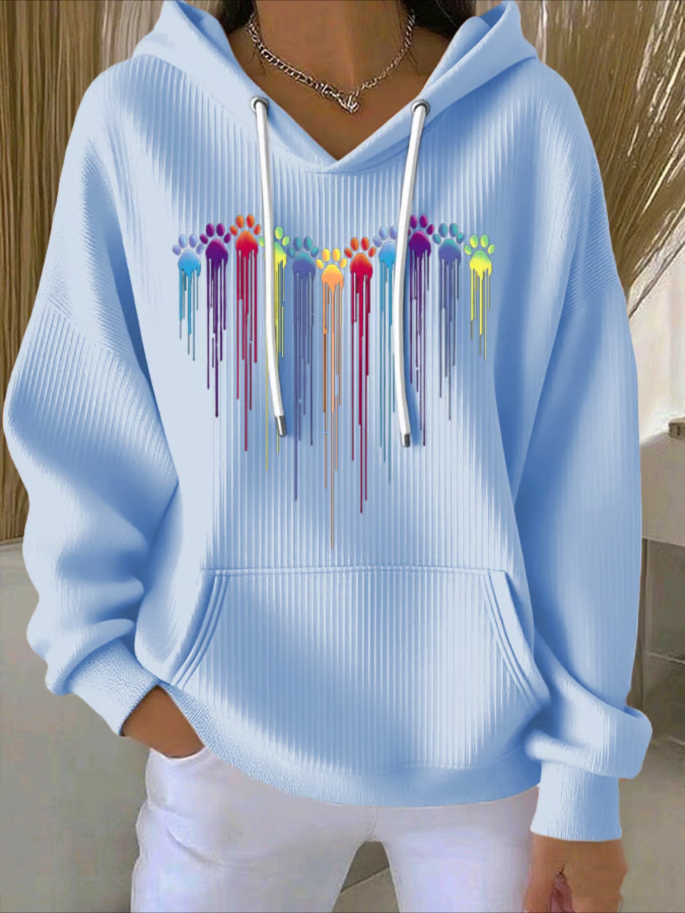 Claws Printing Long Sleeve Pullover Hoodie Sweatshirt