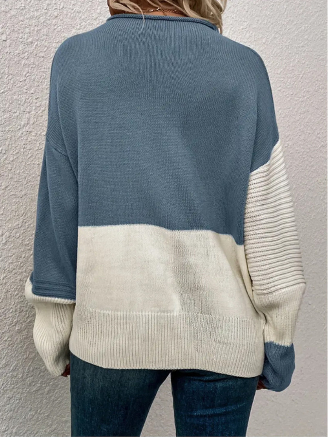 Casual Sweater, Women's Colorblock Long Sleeve Round Neck Jumper