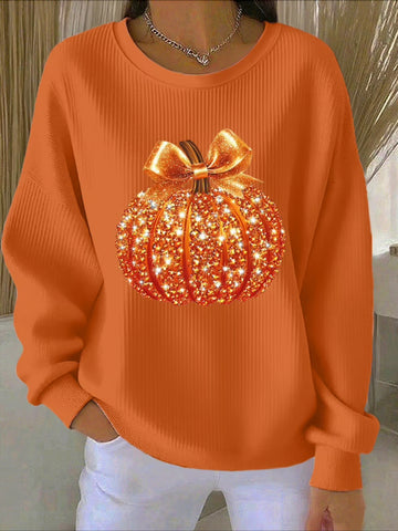 Crew Neck Floral Long Sleeve Comfy Casual Sweater Tee