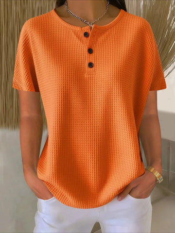 Solid Color Short Color Loose Casual Plain T-Shirt