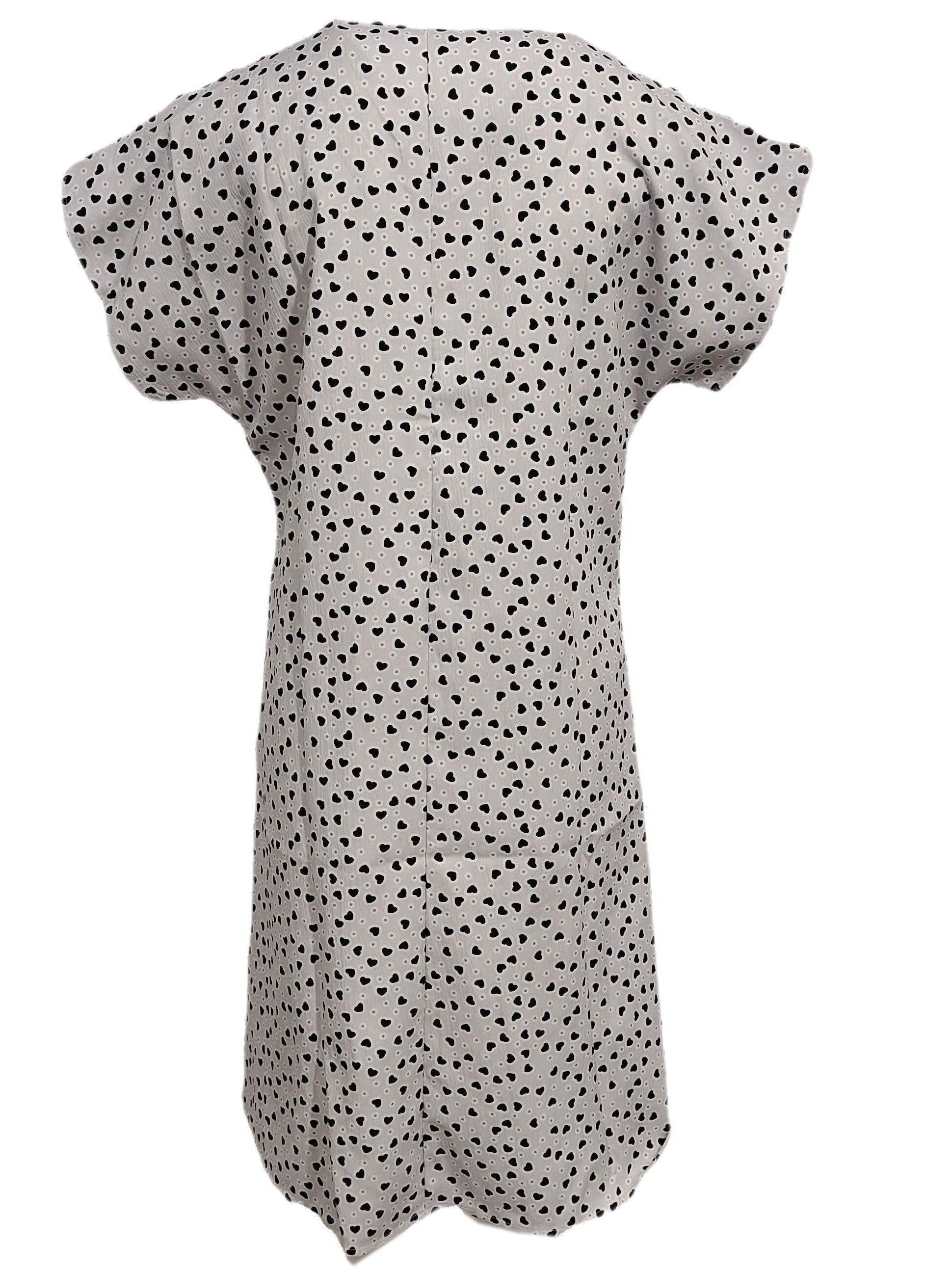 Polka Dot & Heart Print Dress, Casual V Neck Short Sleeve Dress