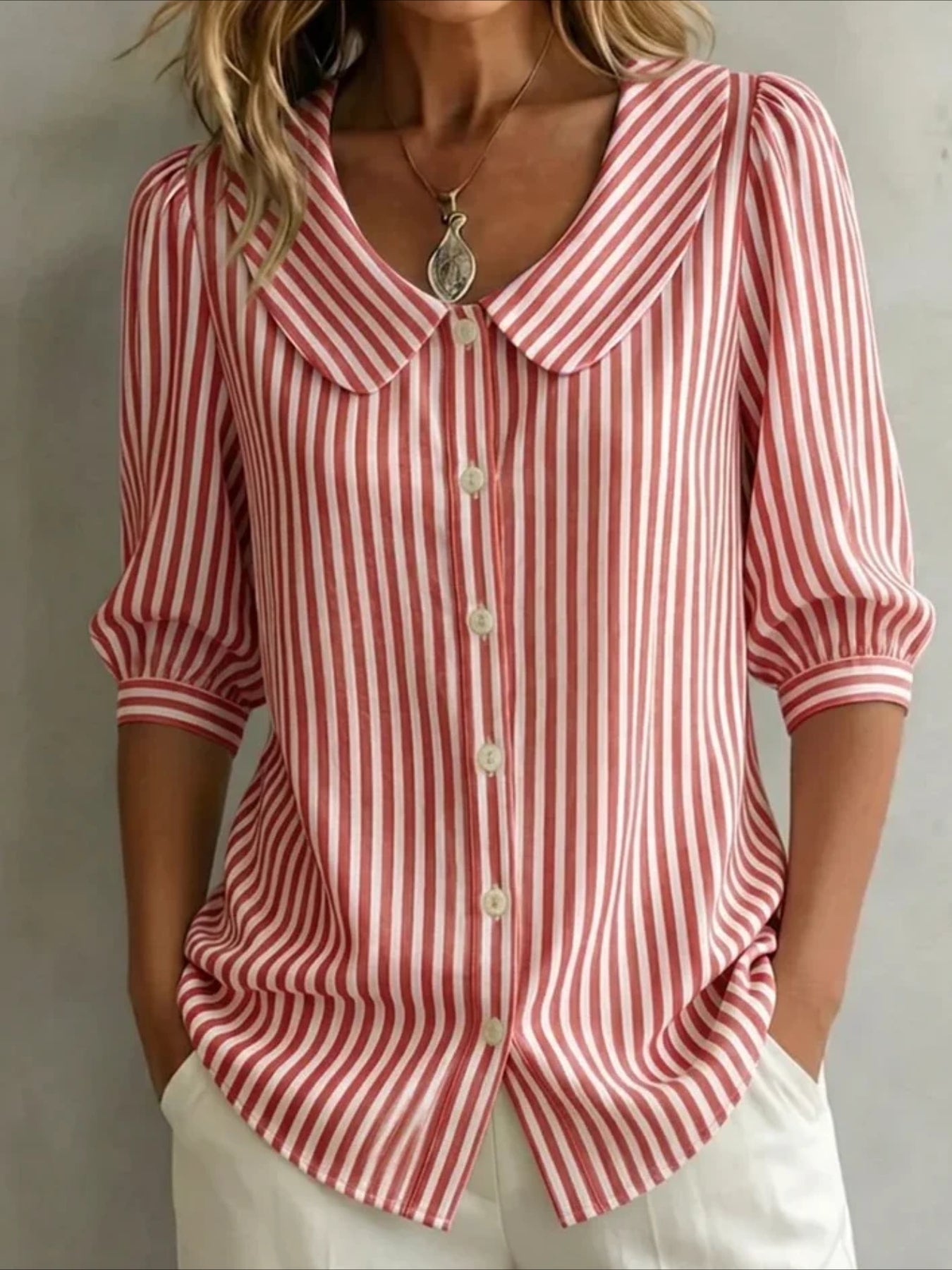 Crew Neck Short Sleeve Patterns Regular Shirt