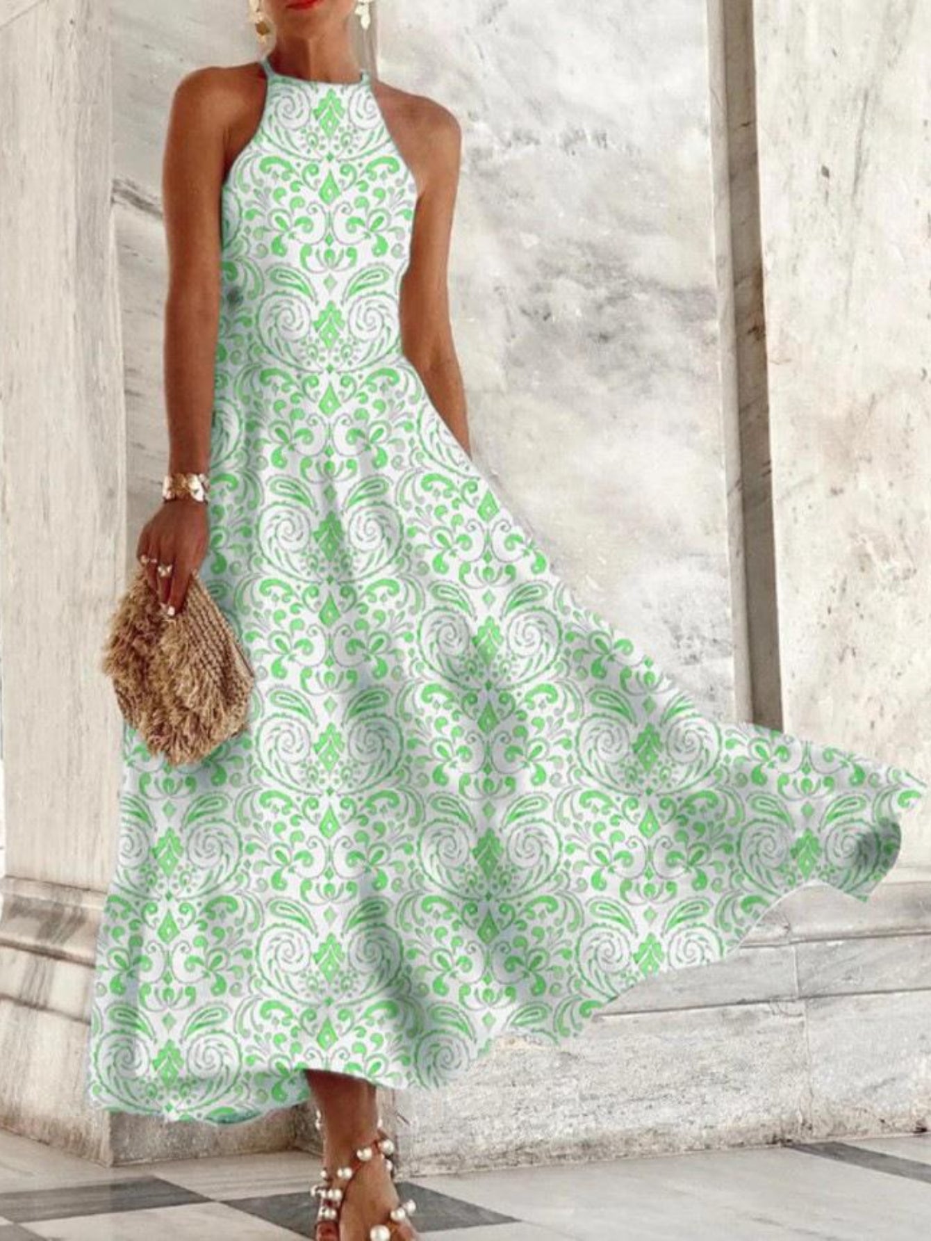 Spaghetti Strap Knee Floral Print Camisole Dress